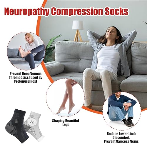 Miniatura 6 de 3 pares de calcetines para fascitis plantar, calcetines de neuropatía, manga de compresión de tobillo, calcetines de compresión sin dedos con