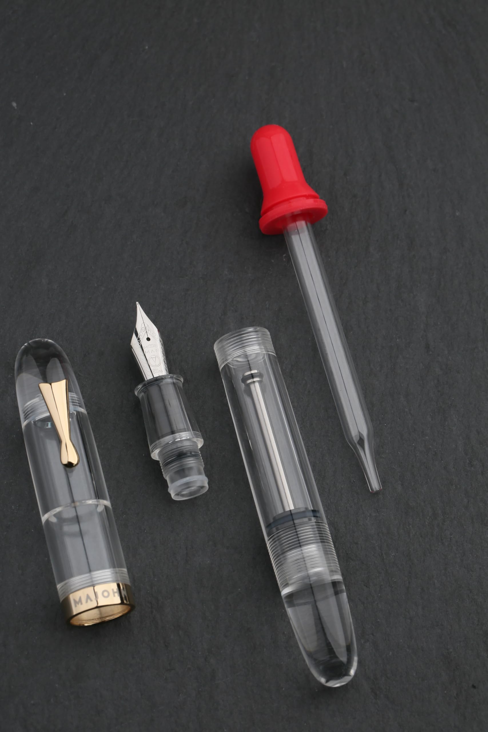 erofa Majohn C4 Eyedropper Füllfederhalter, extra feine Feder, transparentes Acryl, große Größe, Schreibstifte für Büro, Geschäft, mit Box