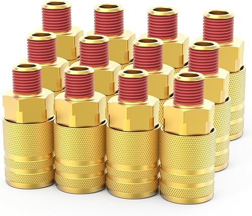 ChillWaves Acoplador industrial macho de latón de 14 pulgadas, NPT macho de 6 bolas de 14 pulgadas, acoplador de aire de conexión rápida (12