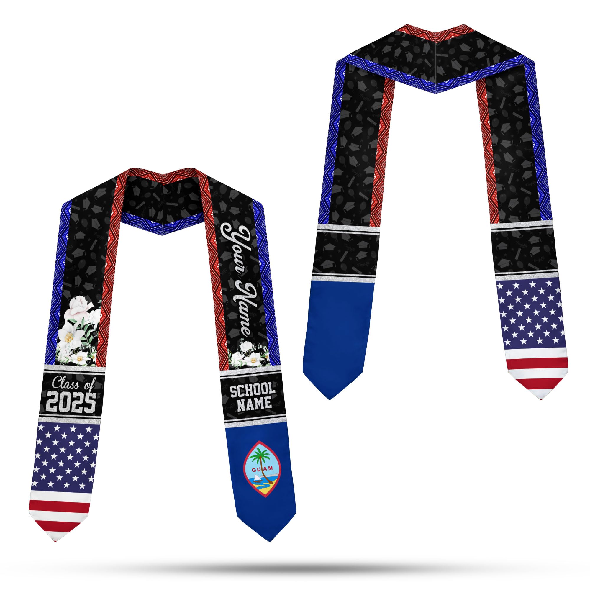 MonkeyVan Guam Graduation Sash Guam Guamanian Flag Stole Guam Sash Graduation 2025 Guam Graduation Stole 2025 Class of 2025 Gu8