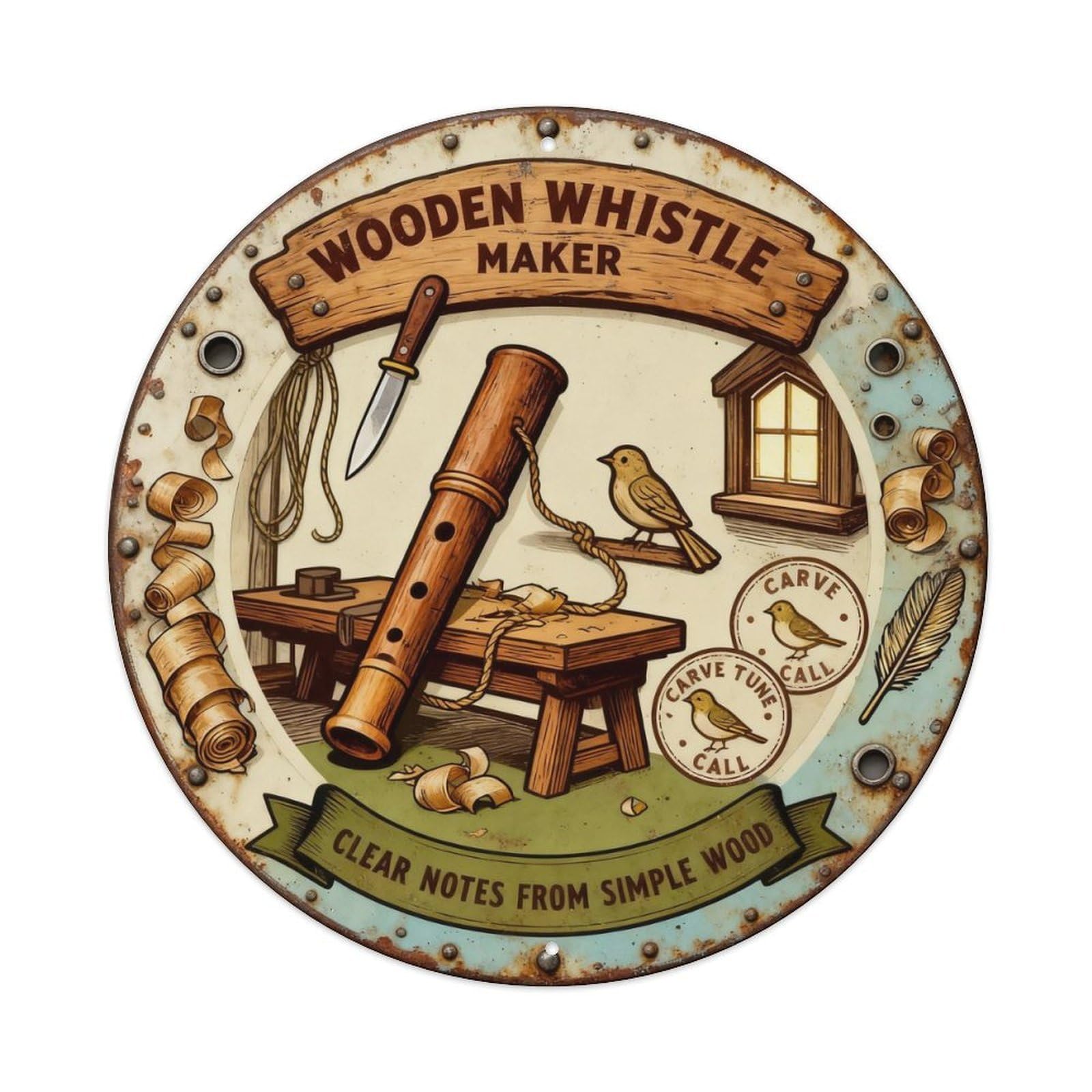 Wooden Whistle Maker Sign Metal Tin Sign Plaque