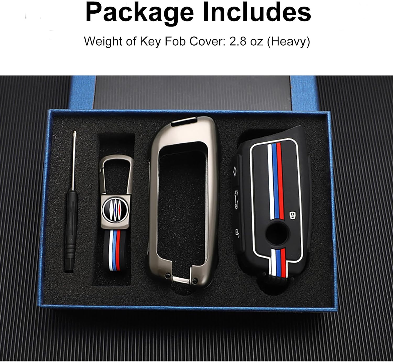 Heavy Metal Key Fob Cover, Compatible with BMW 2023/2024/2025~up X1 X2 X3 X5 X6 X7 XM IX3 IX I5 I7 740i 760i 5/7 Series etc, Zinc Alloy Fob Case, Gunmetal (1 Pcs)