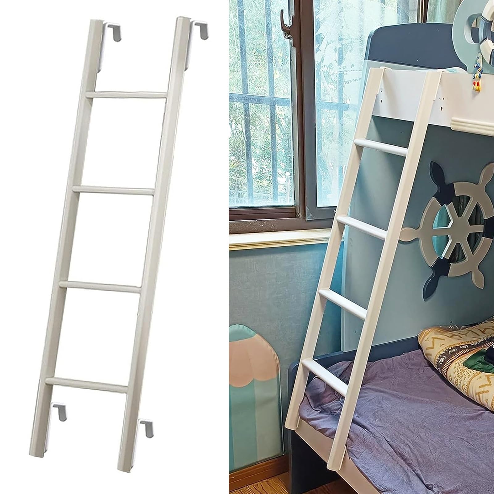 Échelle de Lit Superposé Amovible Avec Crochets - Escabeau Réglable pour Couchette de RV, Loft de Bateau, Voiture, Lit Double - Maison/Dortoir