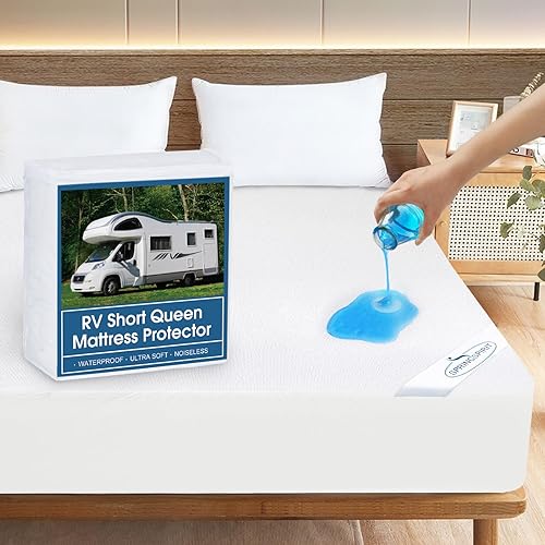 Protector de colchón de rizo corto para caravana, impermeable, para 75 x 60 pulgadas hasta 14 pulgadas de profundidad, ultra suave y transpirable,