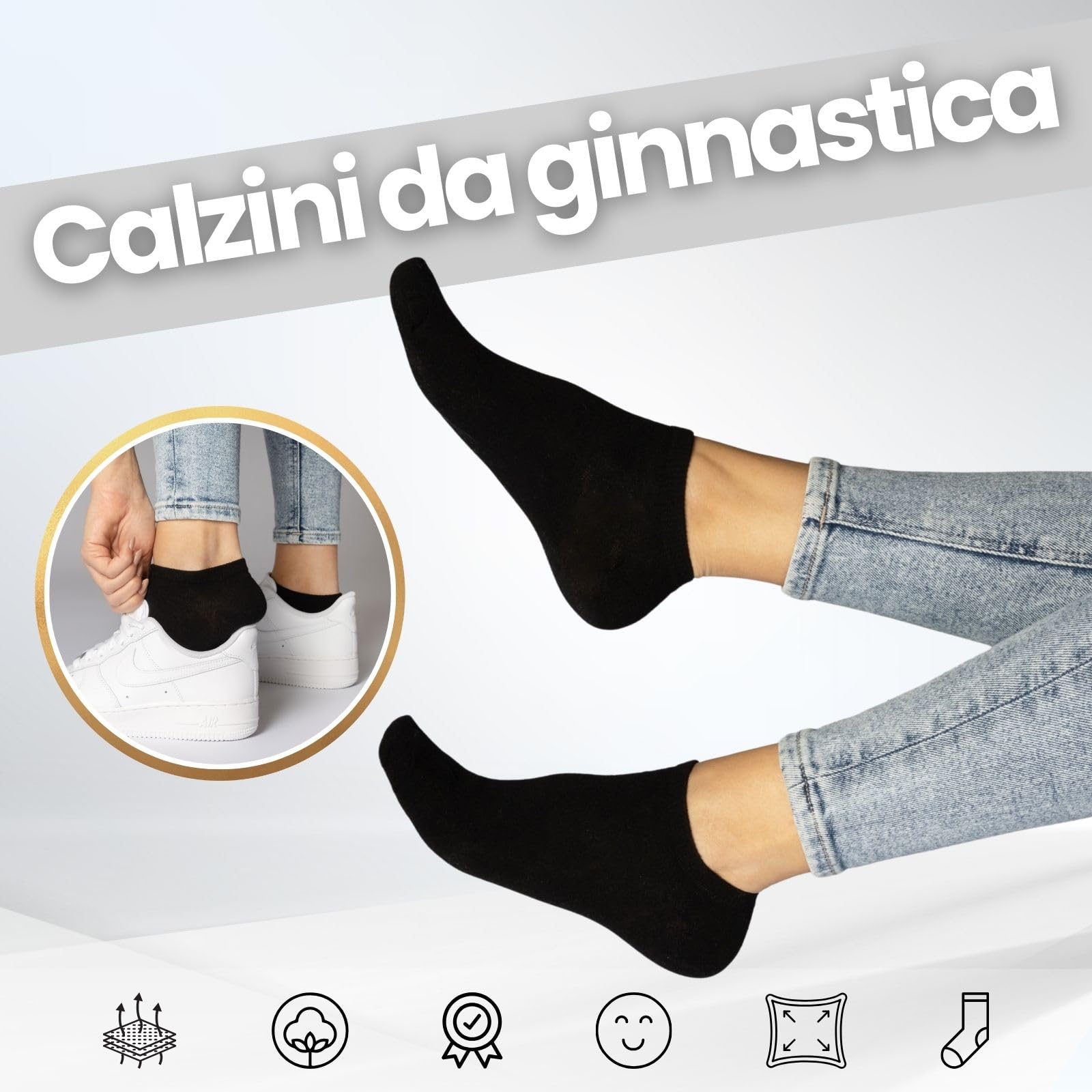sockenkauf24 10 Paia Calzini Corti Uomo Donna Calze Corte Estivi Cotone Traspiranti