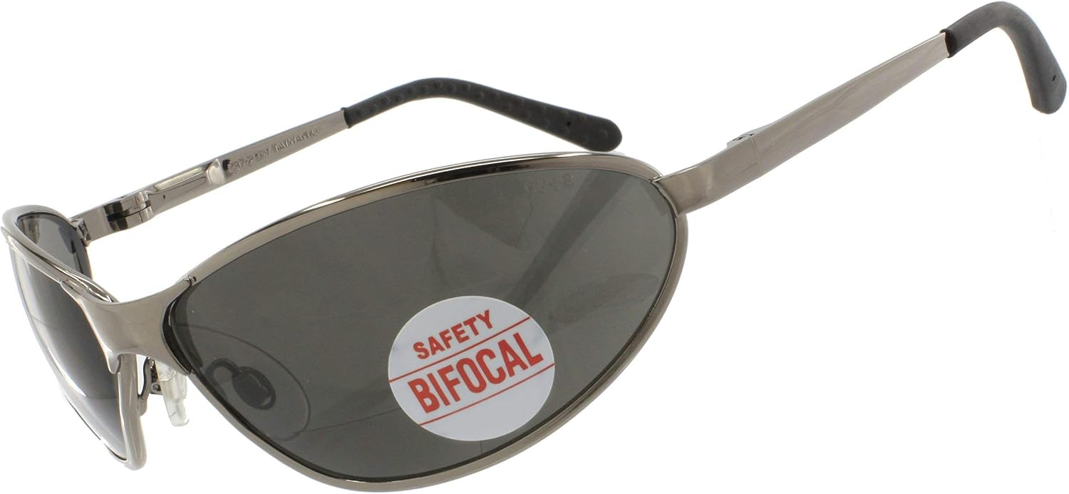 Barcelona Bifocal Magnifying Safety Glasses Gun Metal Frame