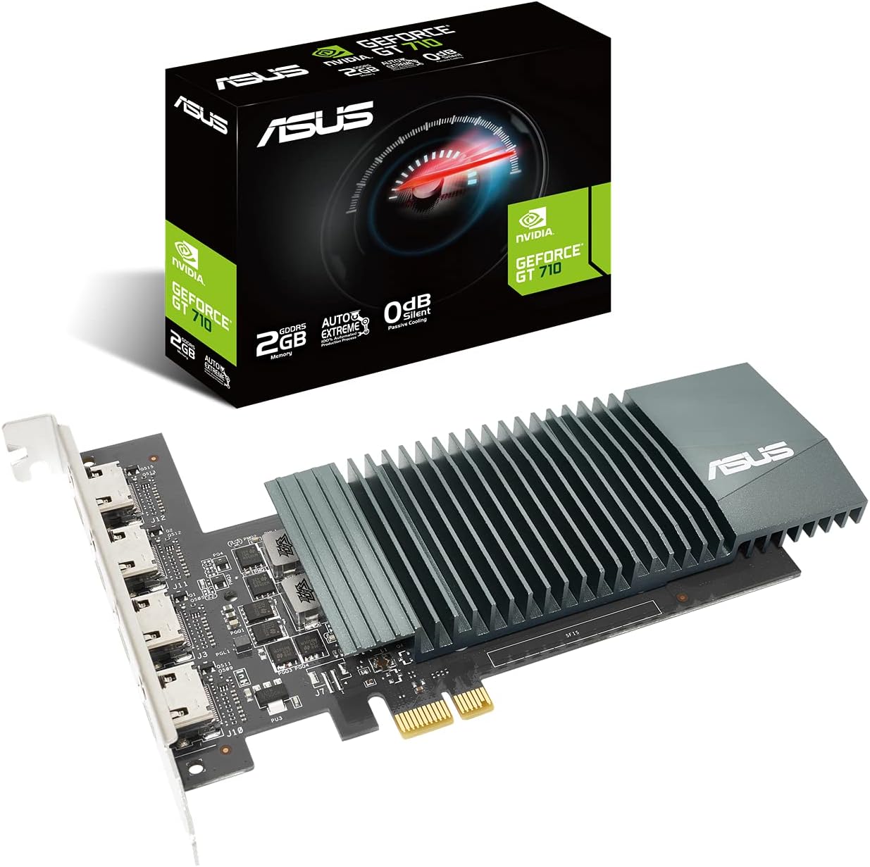 ASUS GT710-4H-SL-2GD5 GeForce GT 710 2GB GDRR5 with 4 x HDMI ports and single slot for silent multi-monitor productivity 90YV0E60-M0NA00