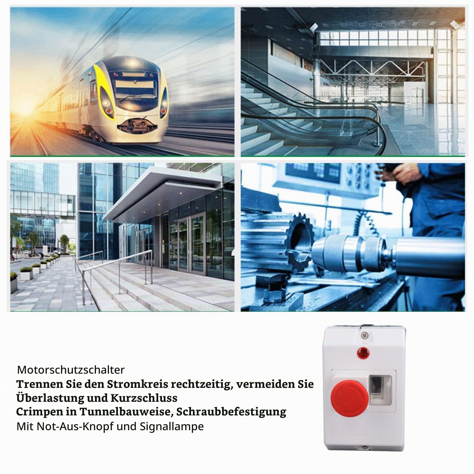 Motorschutz, Wasserdichter Schutzschalter IP55, 6–10 A, 230/240 V, 400/415 V, 500 V, 690 V, Ausgestattet mit Not-Aus, Signallampe, Geeignet für Verschiedene Motoranwendungen