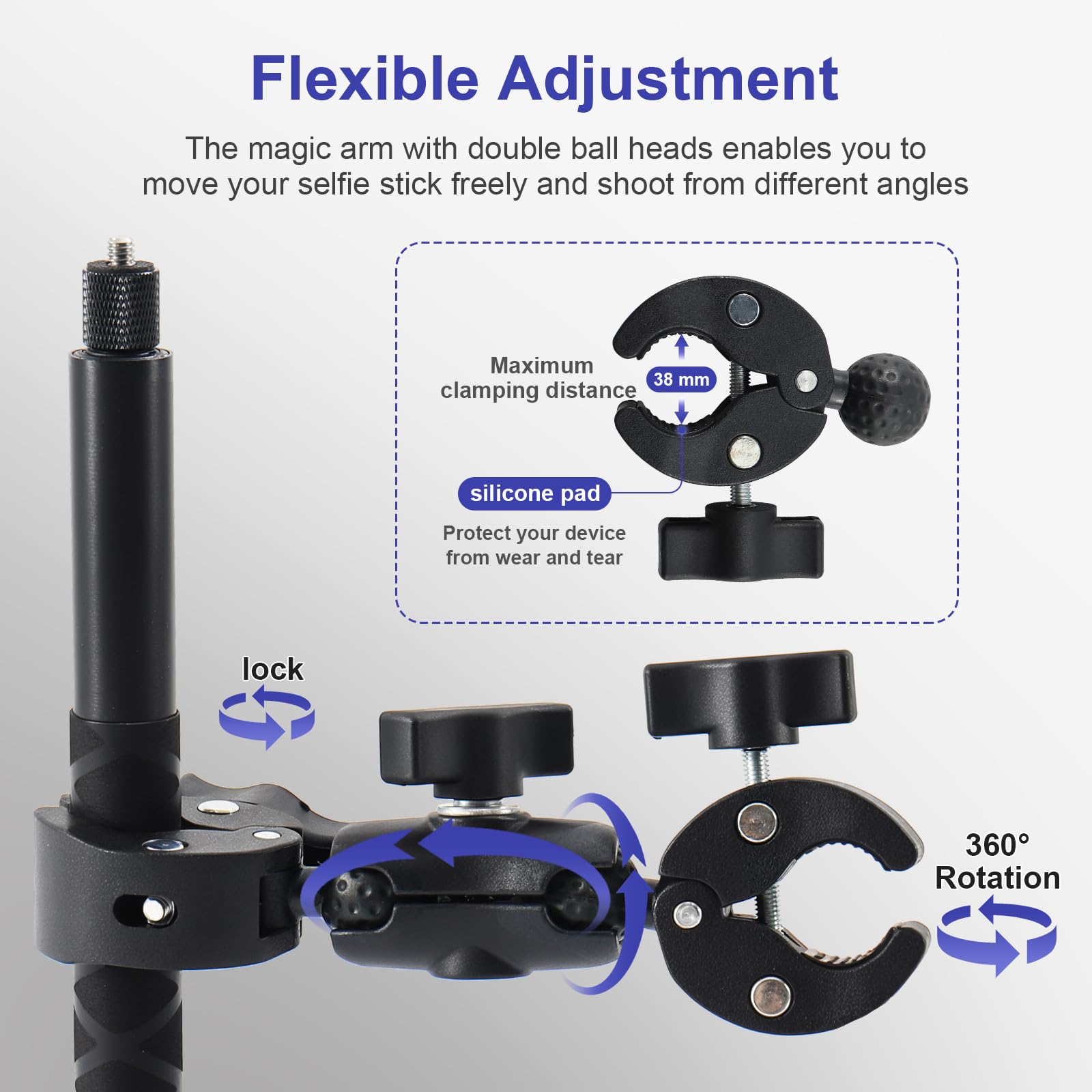 Mounting Kit Selfie Stick Moto 360° Rotante - Dettaglio