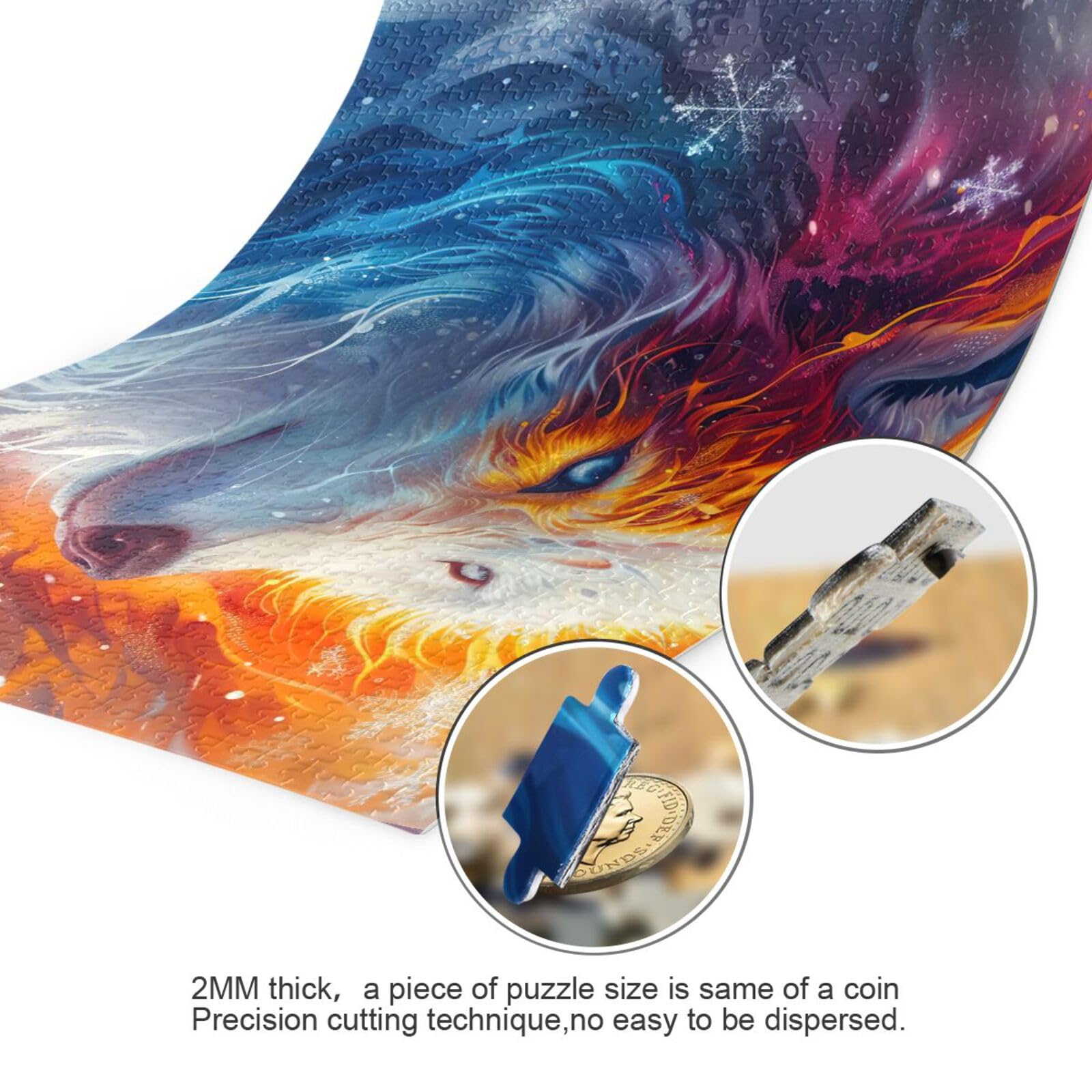 Amazon.com: Jigsaw Puzzle 1000 Pieces for Adults Fire Ice Wolf