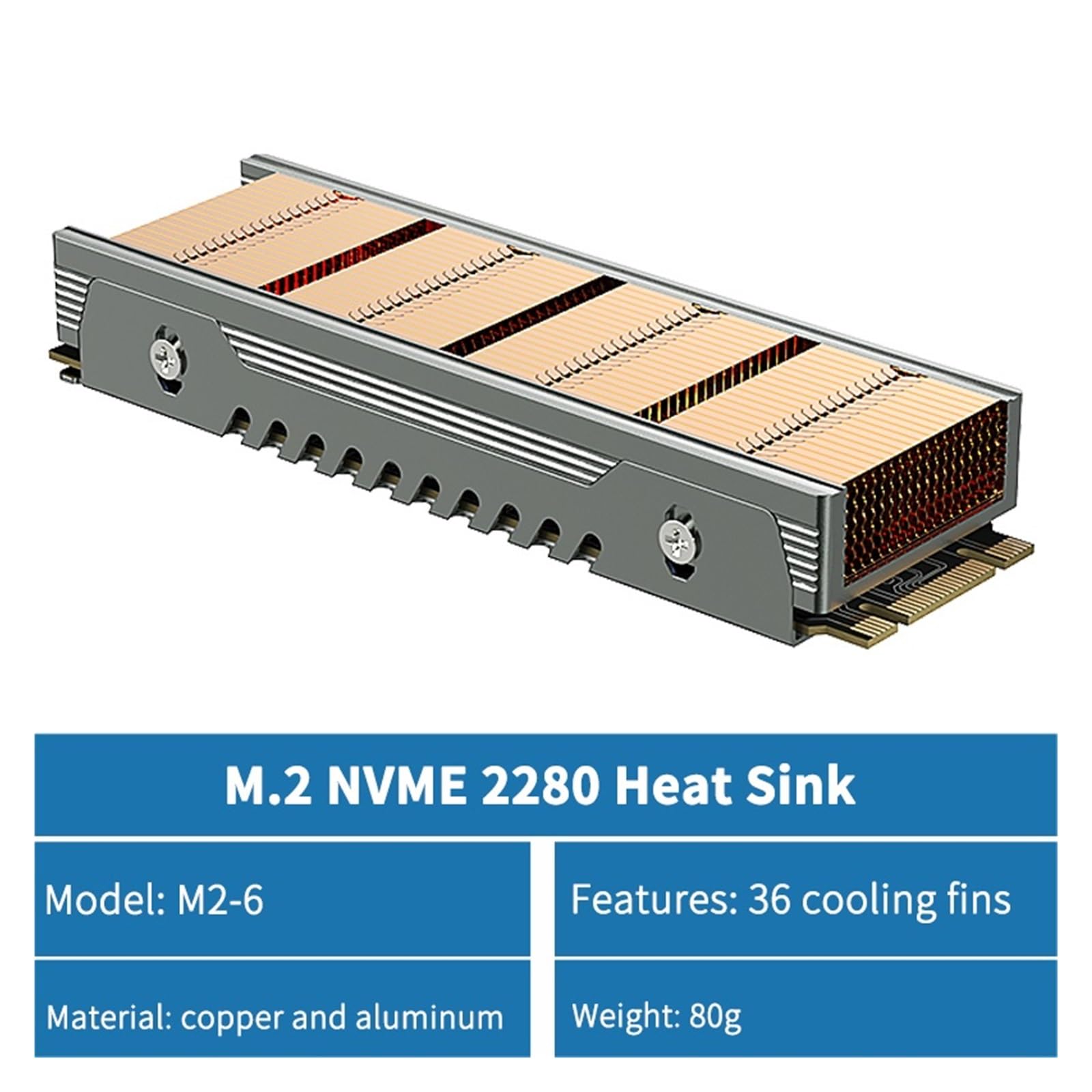 TVOLRFNIY M.2 SSD NVMe Kühler M2 2280 Solid State Drive 36 