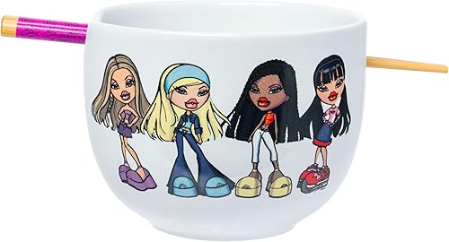 Miniatura 1 de Silver Buffalo Bratz - Cuenco de cerámica para ramen con palillos con personajes y logotipo
