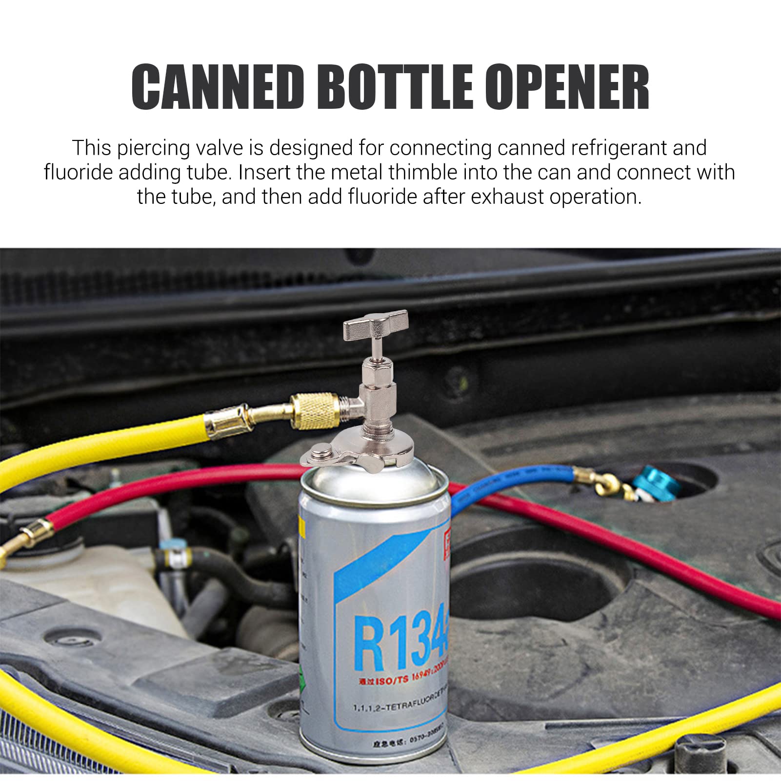 Sonew Valve de Perçage pour Bidon de Réfrigérant, Valve de Charge de Climatisation de Voiture, Valve Ouverte (pour la Plupart des Petites canettes de)