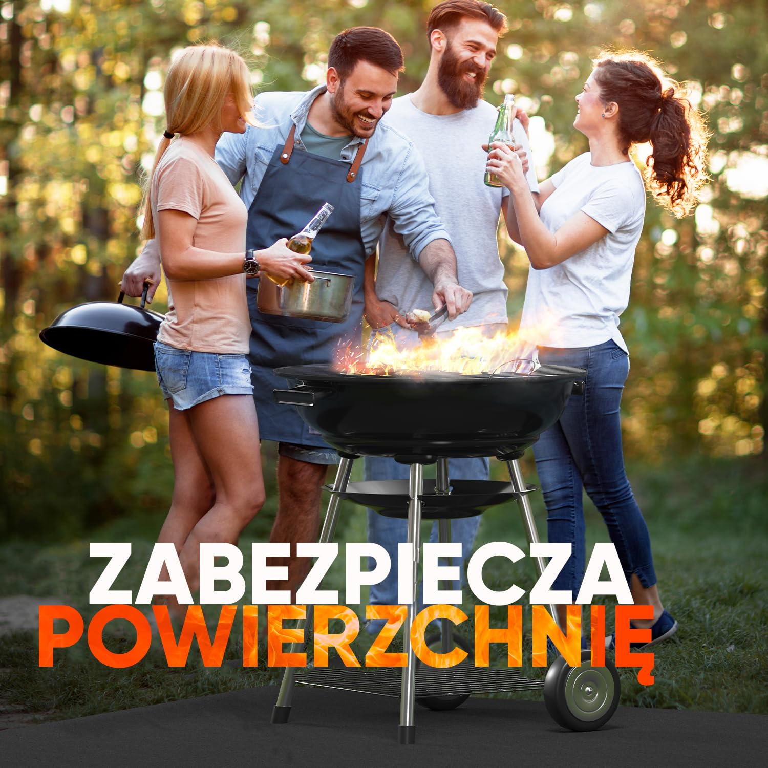 Podstawa ognioodporna 1x1 m czarna, żaroodporność do 982 °C, materiał ognioodporny idealna jako mata przeciwpożarowa lub jako podstawa grilla, płyta ognioodporna, niepalna mata ciepłochronna