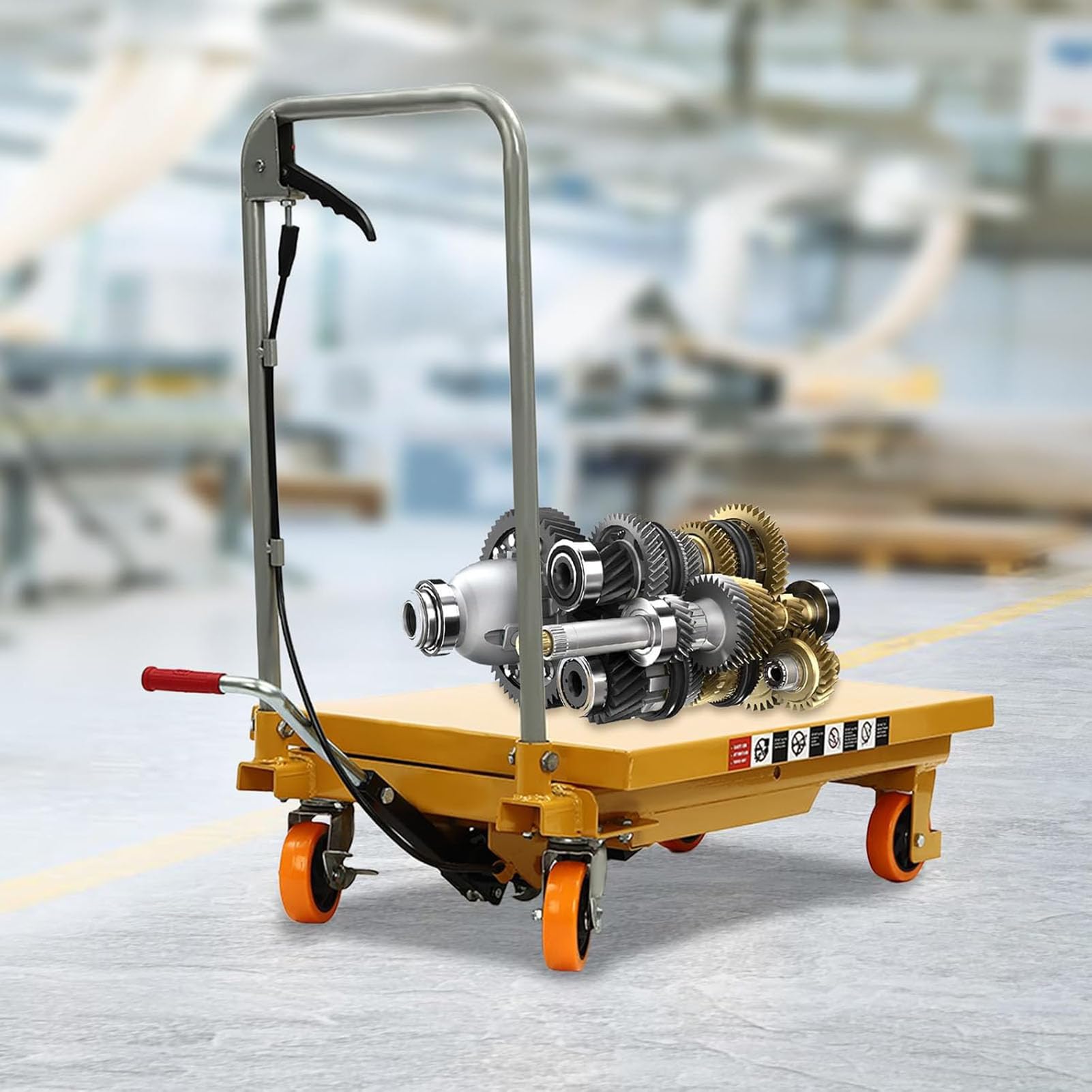 Hubwagen, Scherenhubwagen Hydraulisch, Hydraulischer Hubtischwagen, Mobile Hebebühne, Portable Car Lift, für Werkstatt, Lager, Produktion,200kg