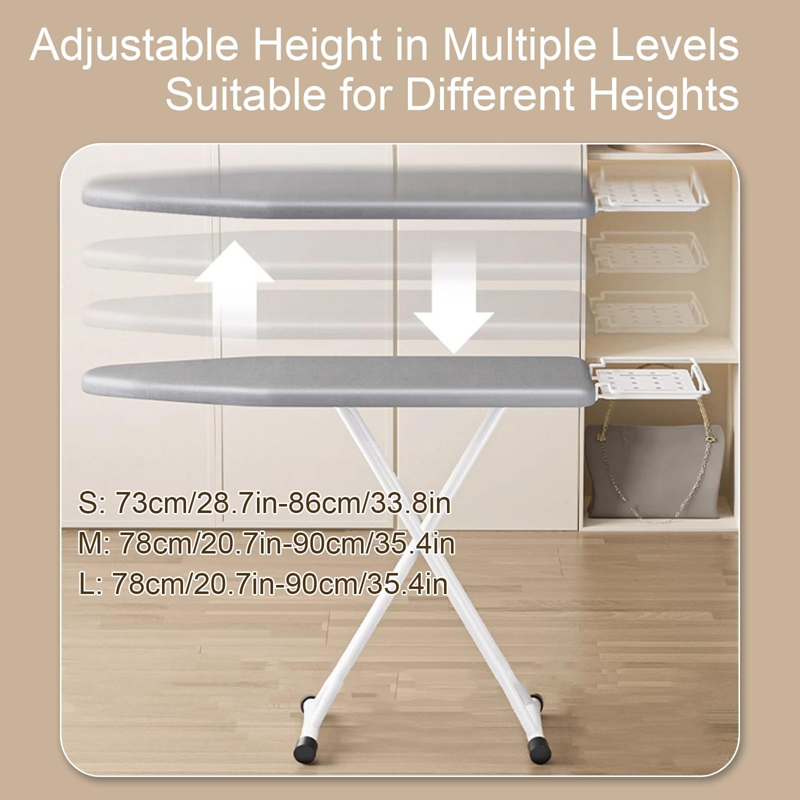 Tabla de Planchar Plegable de Pie con Soporte para Mangas Pequeñas, Ironing Board Ajustable y Resistente con Soporte para Plancha(Large)