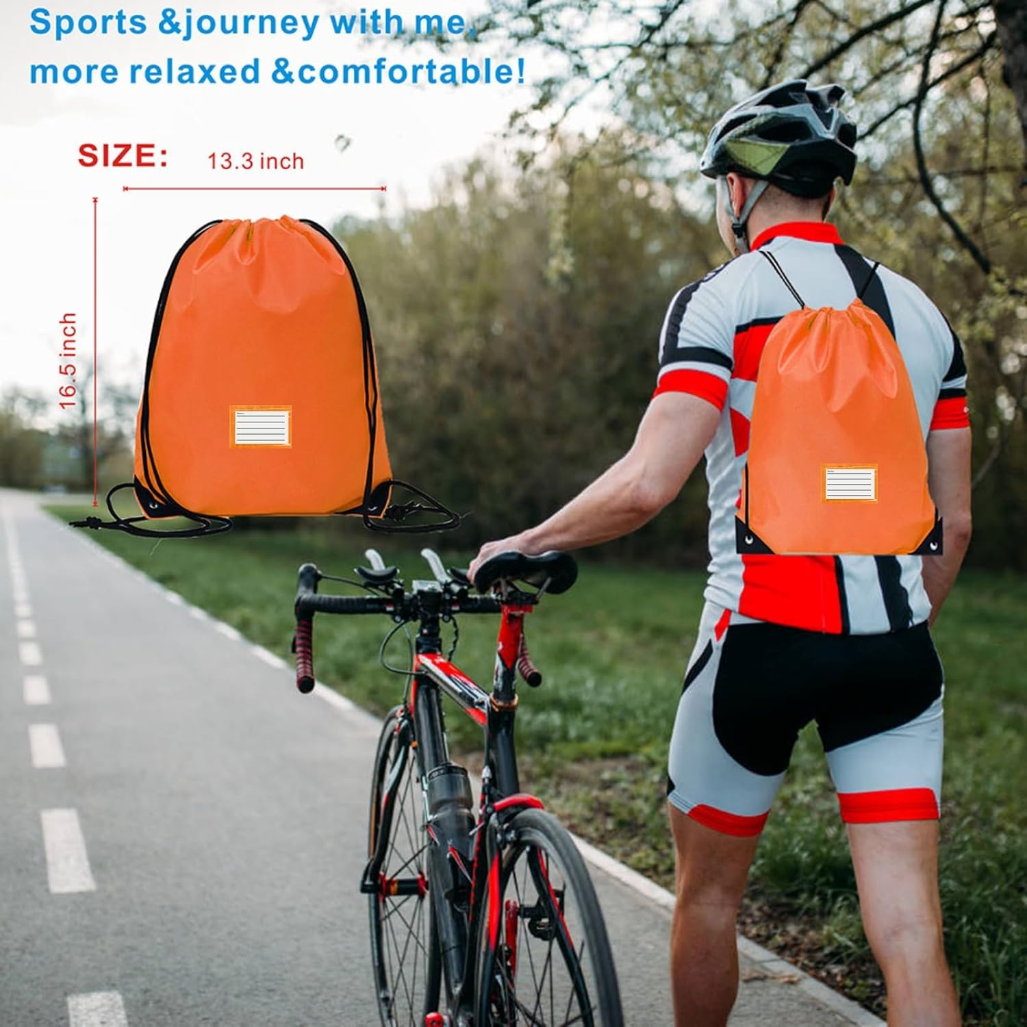 Drawstring Backpack Bulk 20 Pcs Draw String Bags DIY Gym Sports Traveling Yoga Cinch Bag Sackpack Drawstring Memo Card (orange) - Image 5