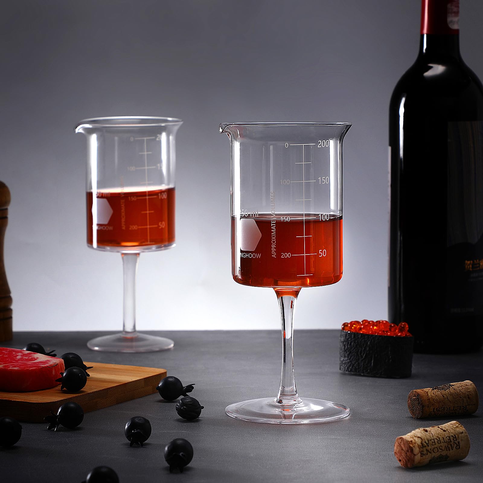Laborbecher, Weingläser, 240 ml, Chemiegläser, dickes Glas für Wein, Borosilikatglas mit abgestufter Chemie, Glaswaren, Wissenschaft, Weihnachtsgeschenk, 4 Stück