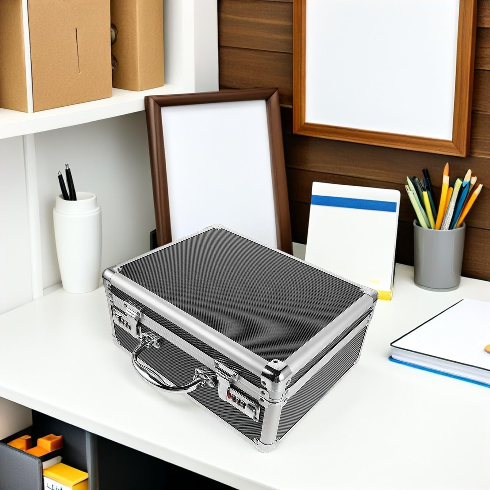 Valigetta Porta Attrezzi in Lega di Alluminio Resistente con Maniglia Cassetta Multiuso per Lavoro Casa e Viaggio Ampio Spazio per Organizzazione Efficiente