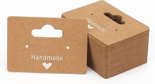 joycraft 100Pcs Earring Cards, 2x1.3 Inch Brown Earring Display Holder Cards, Blank Paper Tags with 2 Holes, Hanging Jewelry Display Tags for Selling, Retail, DIY Craft