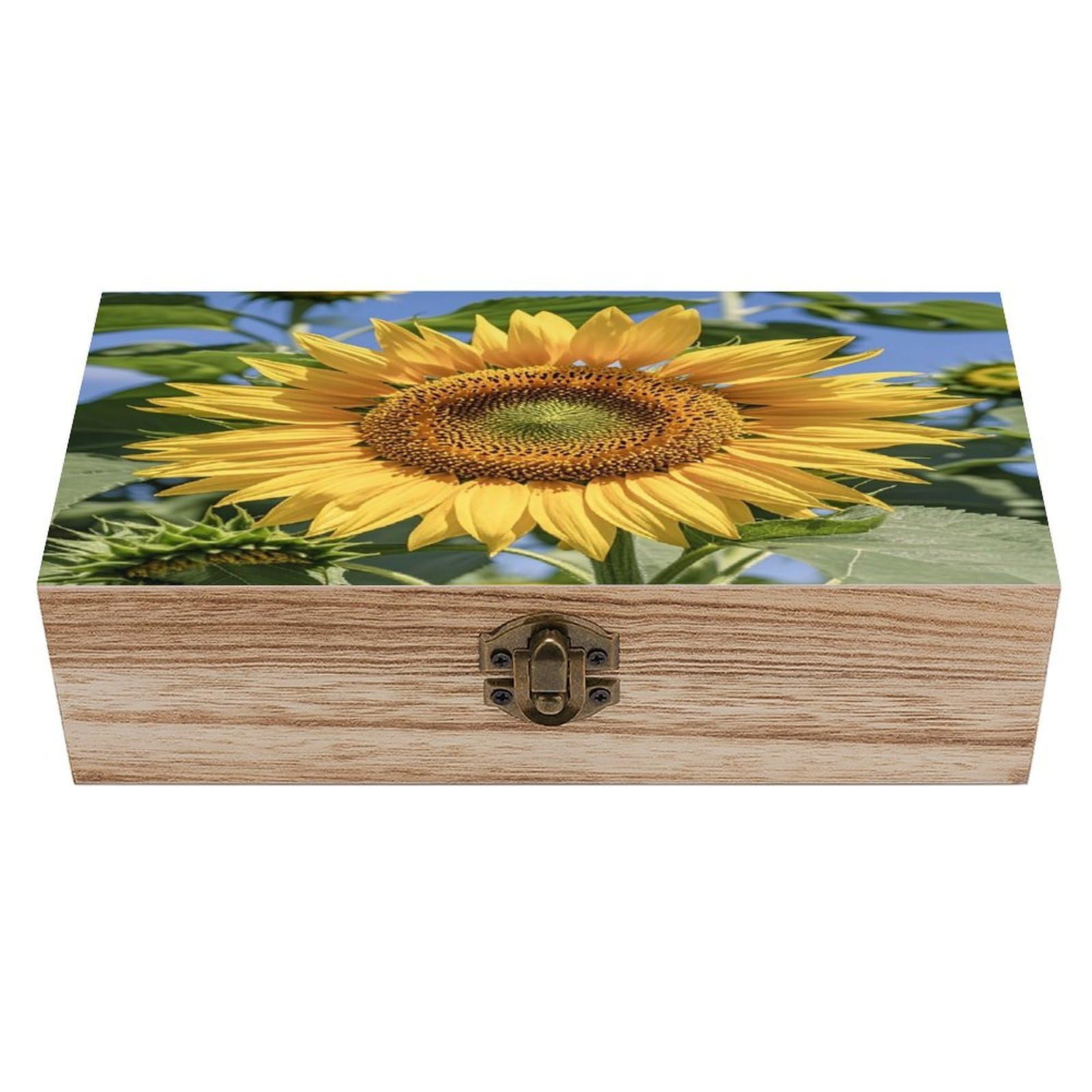 LZQPOEAS Sunflower Wooden Box Storage Space to Organize Jewelry in A Beautiful Small Storage Box Decorative Card Boxes Memory Treasure Boxes for Crafts And Photo Storage