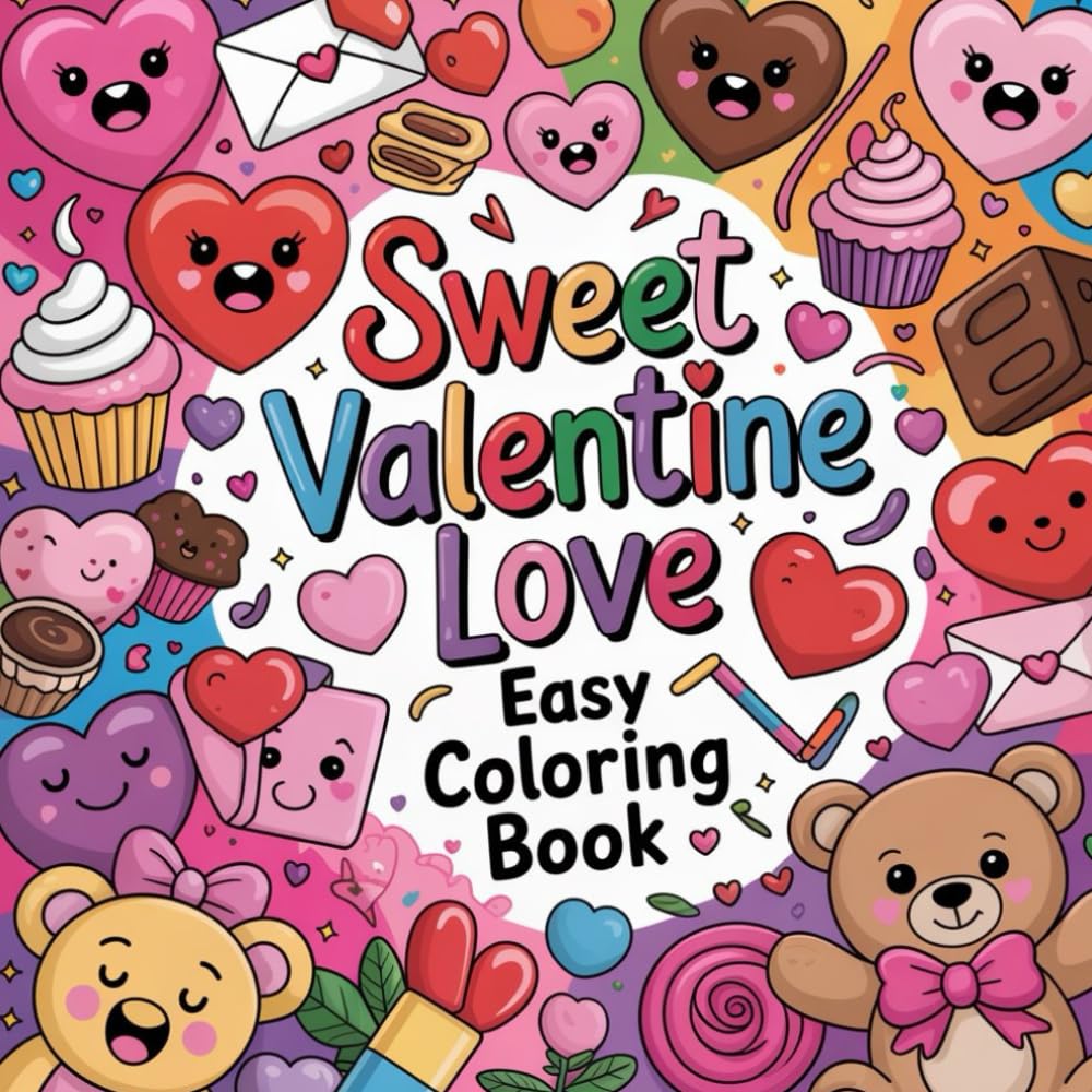 Sweet Valentine Love Easy Coloring book: cute coloring book for kids, coloring book for adults, kawaii coloring book, Coloring Book for Adults and ... themed coloring, happy valentine coloring