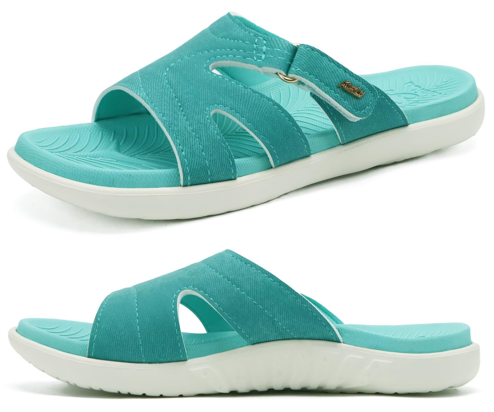 KuaiLu Damen Sandalen Orthopädische Mode Leichte Badeschlappen Sommer Verstellbare Offenen Zehen Bequeme Yoga Schuhe Fußbett Rutschfest