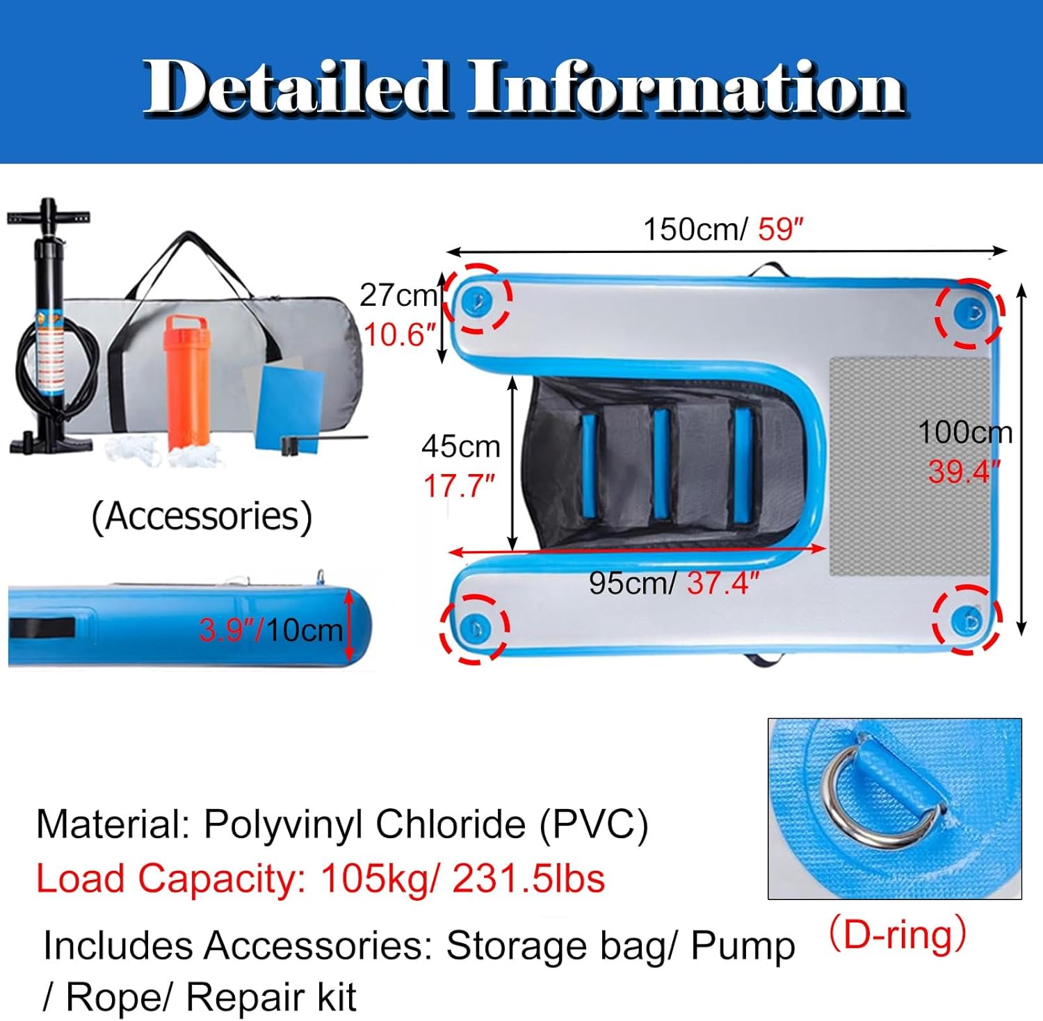 Portable Dog Pool Ramp with Pump/Storage Bag/Rope/Repair Kit, Heavy Duty Inflatable Dogs Water Ramp, Non-Slip Large Dog Floats for Lakes/Beach(Yellow)