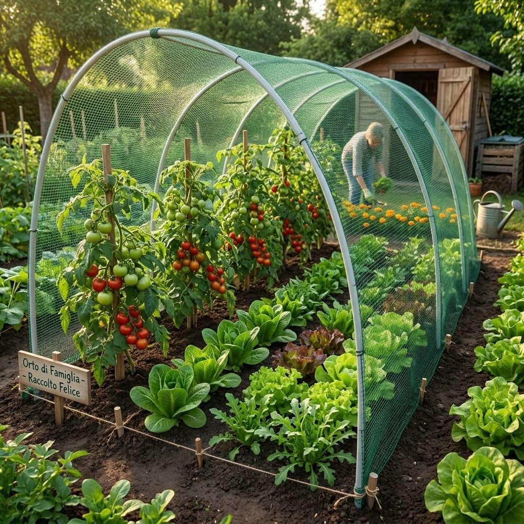 MAKA Rete Antigrandine Verde 2x100 m (200 m²), Protezione Colture per Orto, Frutteto, Vigneto, Serra e Giardino, Fa Passare Aria, Acqua e Luce, Resistente alle Intemperie