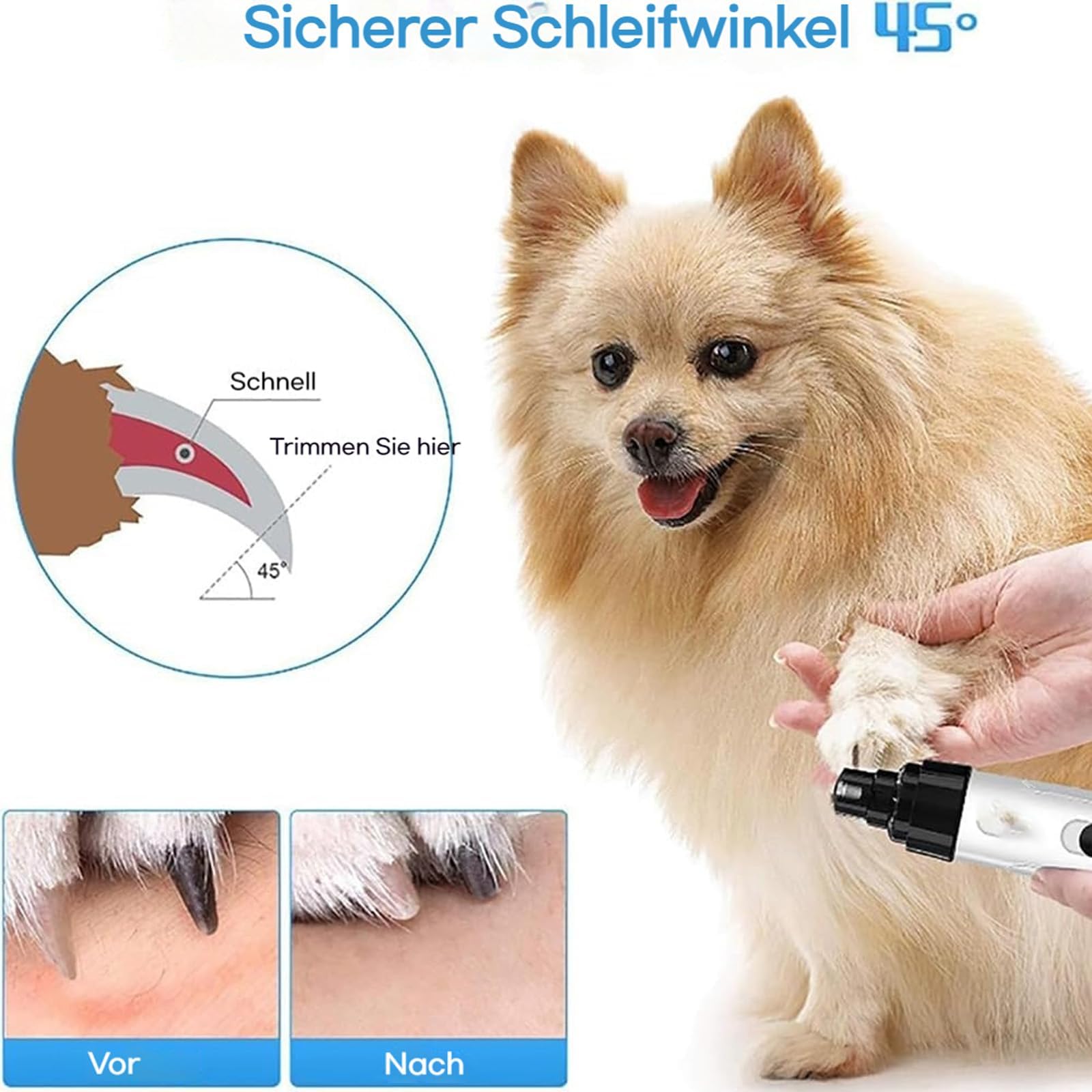Sicherheits-Krallenschleifer Für Haustiere, Gentle Trim, Krallenschleifer Für Hunde, Sicheres, Sanftes Krallenschneiden Für Ihr Haustier – In Nur 5 Minuten (B)