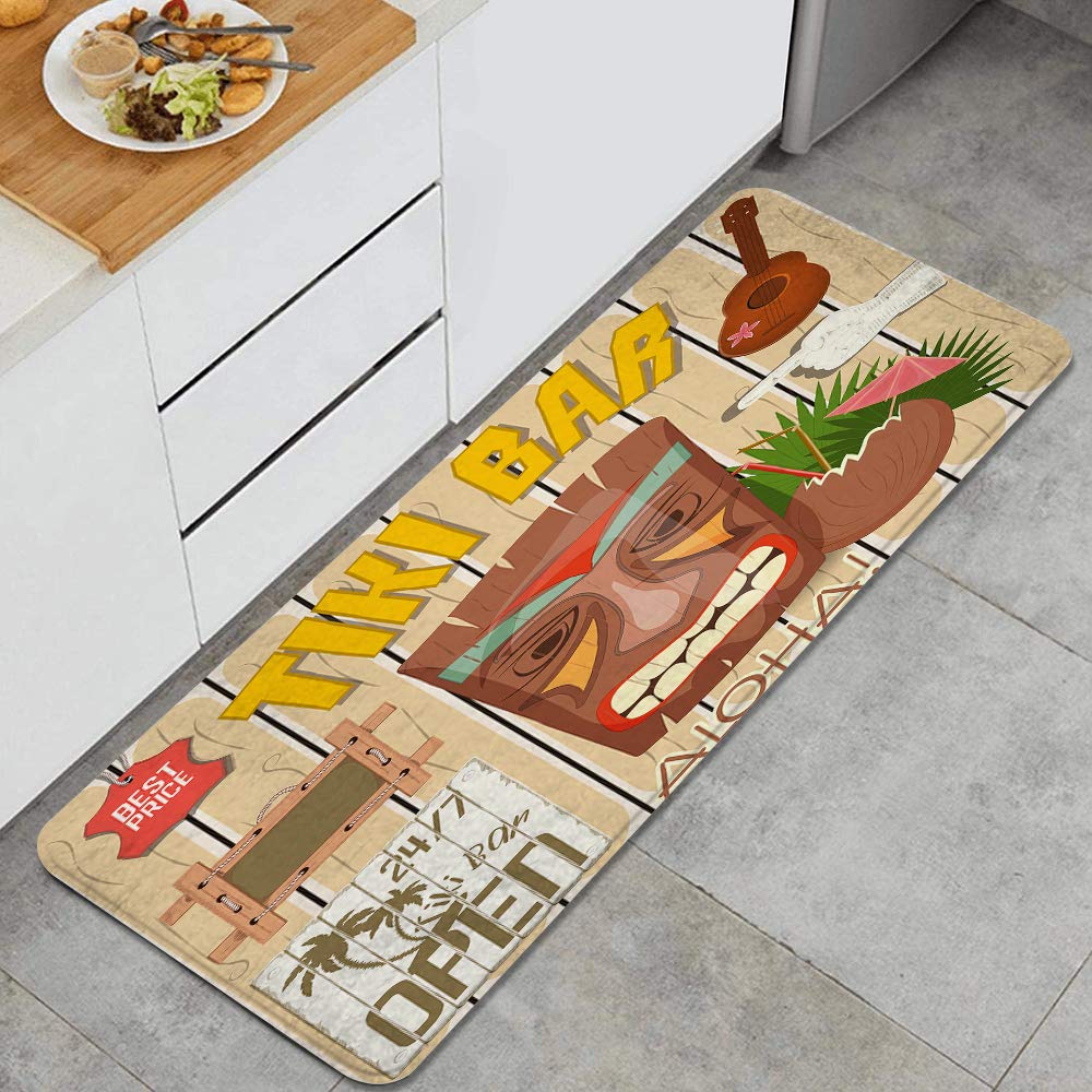 Standing Mat Kitchen Rug,Tiki Bar Poster,Indoor Outdoor Entry Floor Carpet Door Mat Runner,Standing Rug for Laundry,Floor Home,Office,Sink