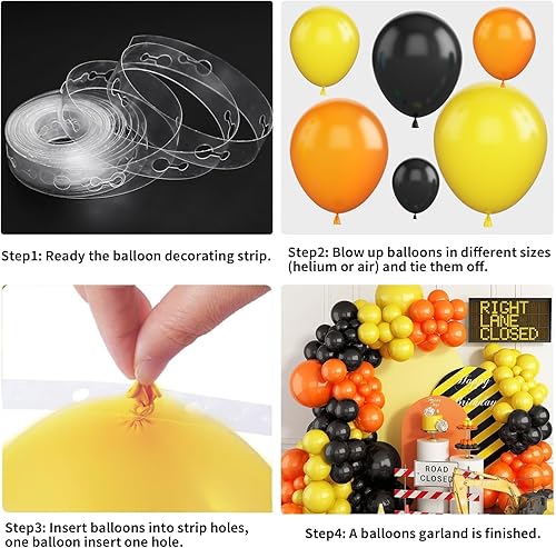 Miniatura 3 de Kit de guirnalda de globos de fiesta de construcción, suministros de fiesta de cumpleaños de construcción, guirnalda de globos naranja, negro y