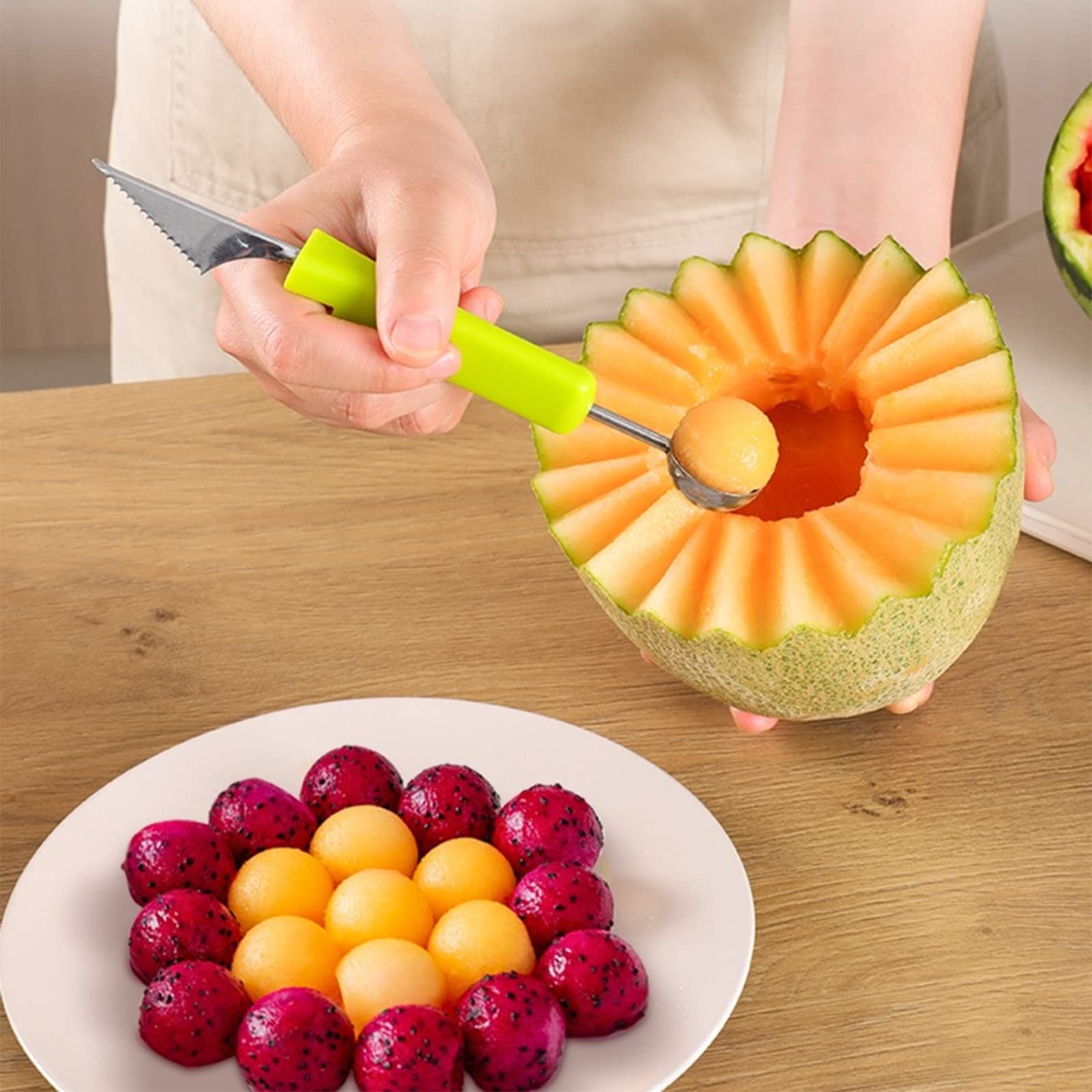 WEKADRIN 4-tlg. Edelstahl Fruit Baller Set - Melonenausstecher & Obstschneider