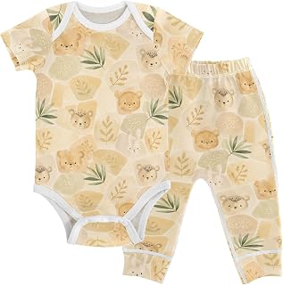 Baby Clothes Set Watercolor Bear Rabbit Infant Bodysuits Pants Sets 0-24M For Boys Girls