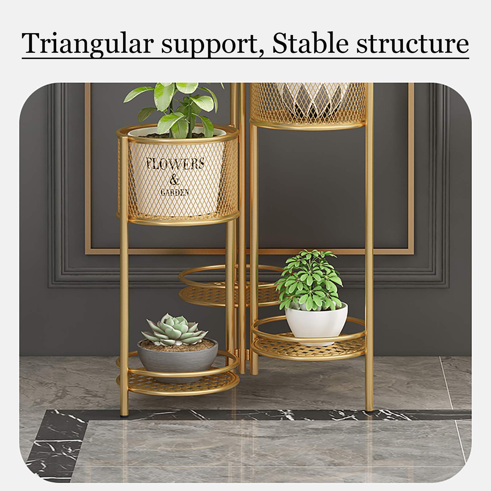 Holder Art Vaso da Fiori, 6 Tier Stand 6 in Vaso di Ferro impianto, casa Pieghevole Decorativo Display Rack, Pianta in Vaso per Patio con Giardino, Soggiorno, Balcone e Camera da Letto,d'oro