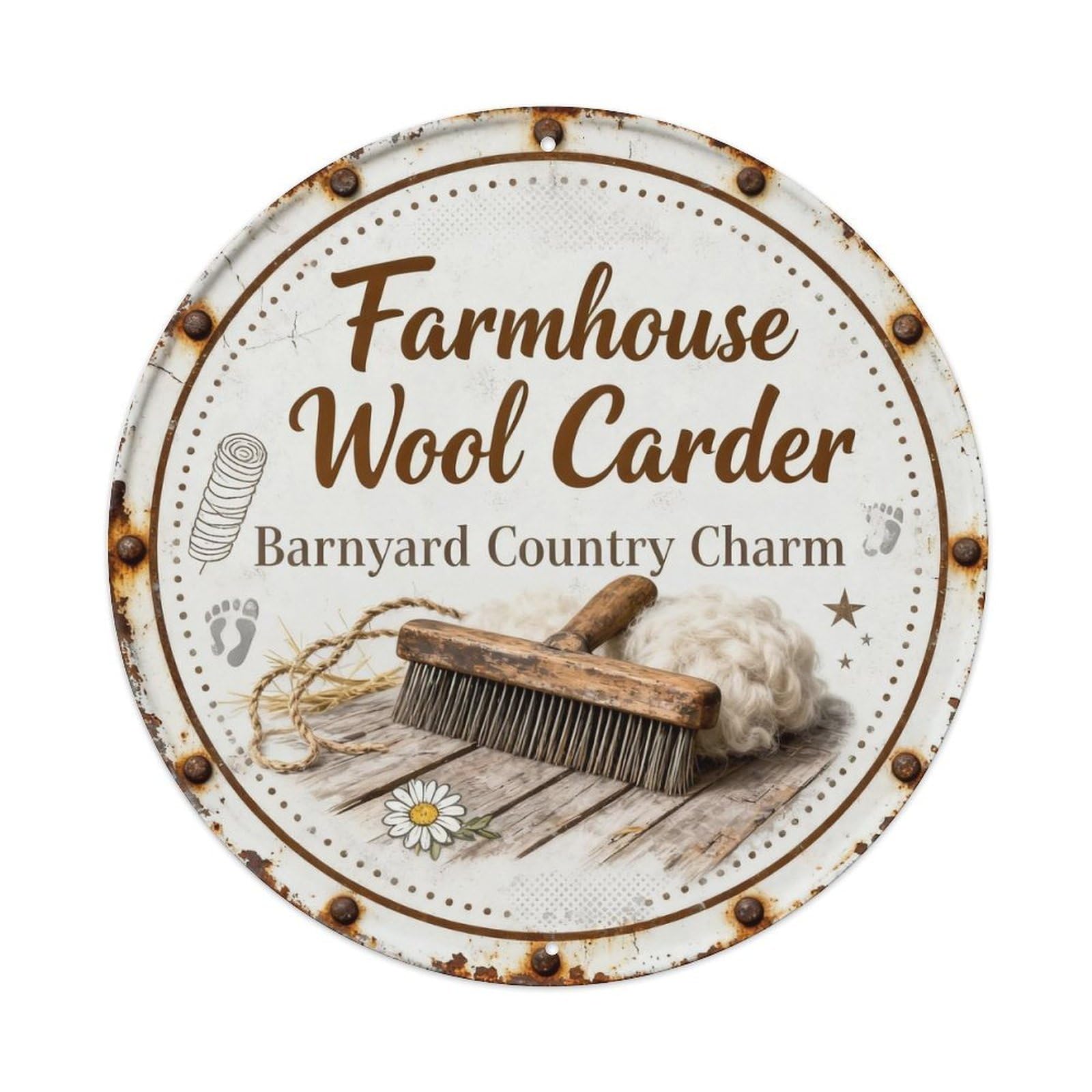 Farmhouse Wool Carder Metal Tin Sign Plaque