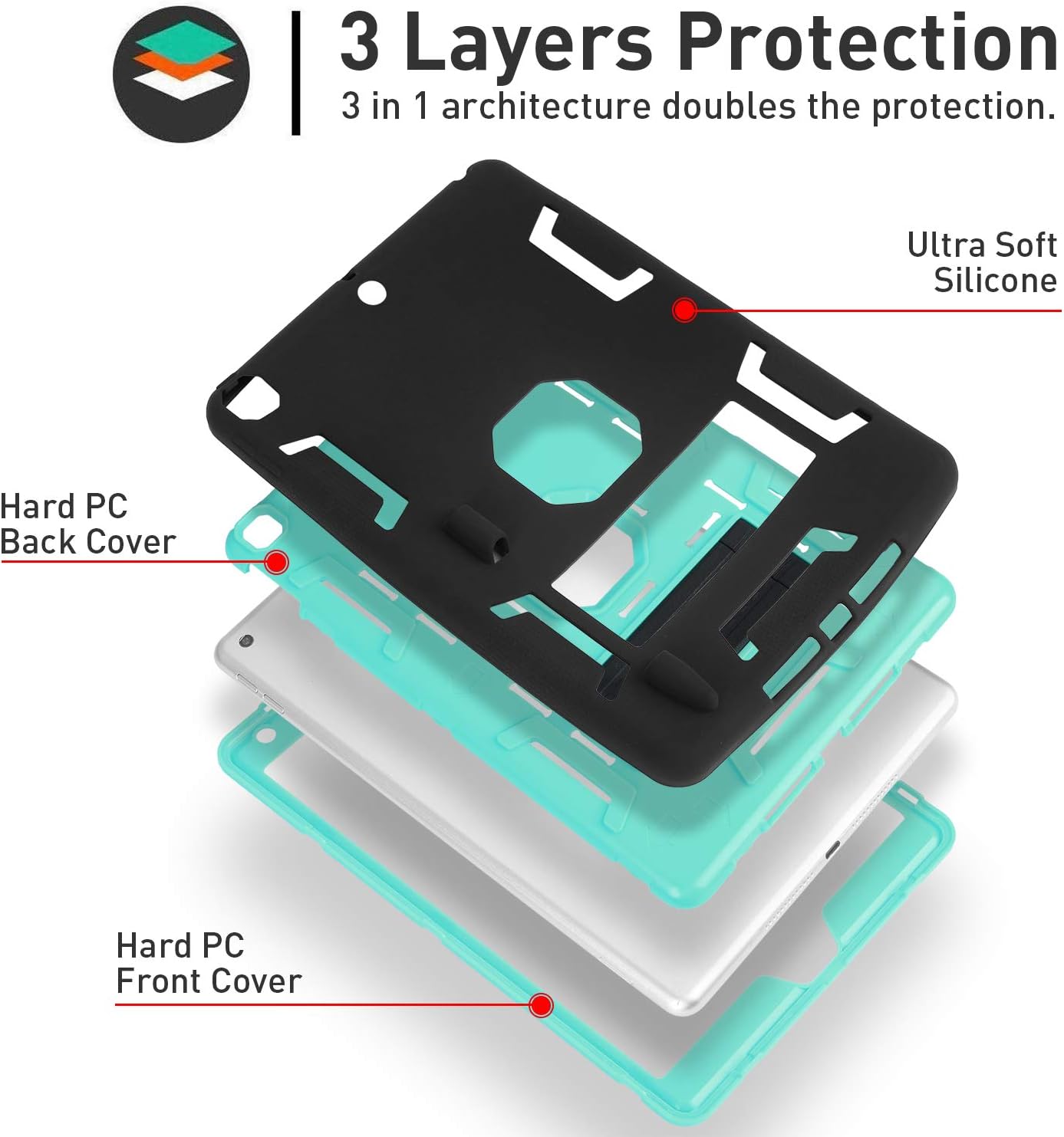 AICase Case for ipad 9th Generation/iPad 8th Generation/iPad 7th Generation,Kickstand Heavy Duty Shockproof Rugged Protective Case with Stylus for iPad 10.2 inch 2021/2020/2019