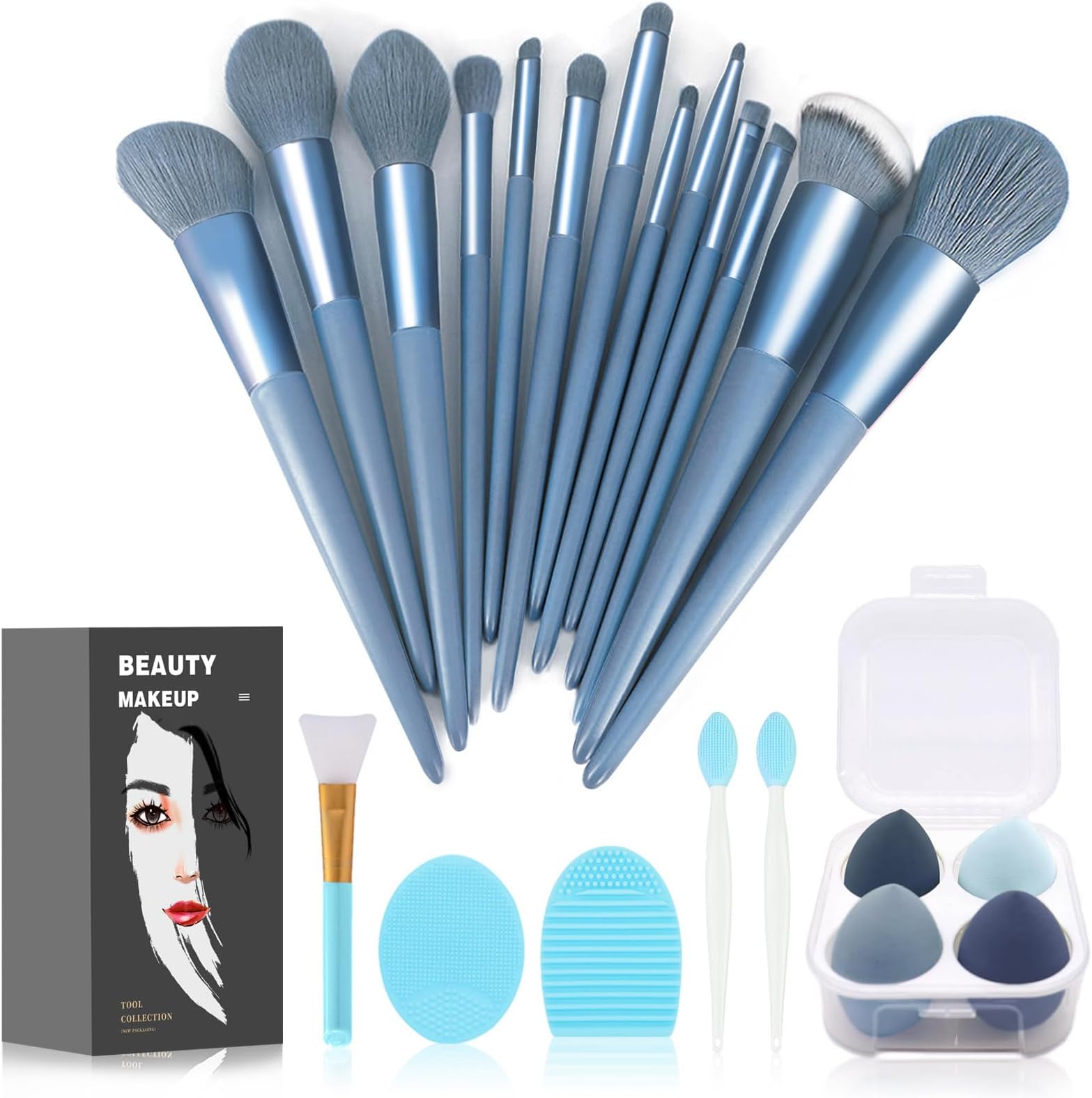 Makeup Brushes 22 Pcs Makeup Kit,Foundation Brush Eyeshadow Brush Make up Brushes Set (Blue, 22 Piece Set Large)