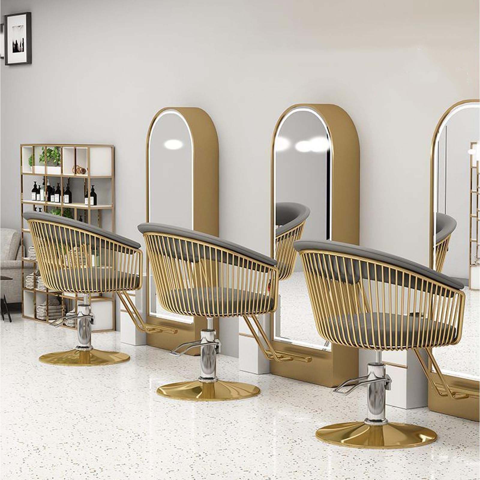 Professal Hydrauliczne krzesło fryzjerskie, obrotowe o 360°, regulowana wysokość i podnóżek, fotel do salonu handlowego, do użytku w domu i spa, 68 x 81 cm, szary