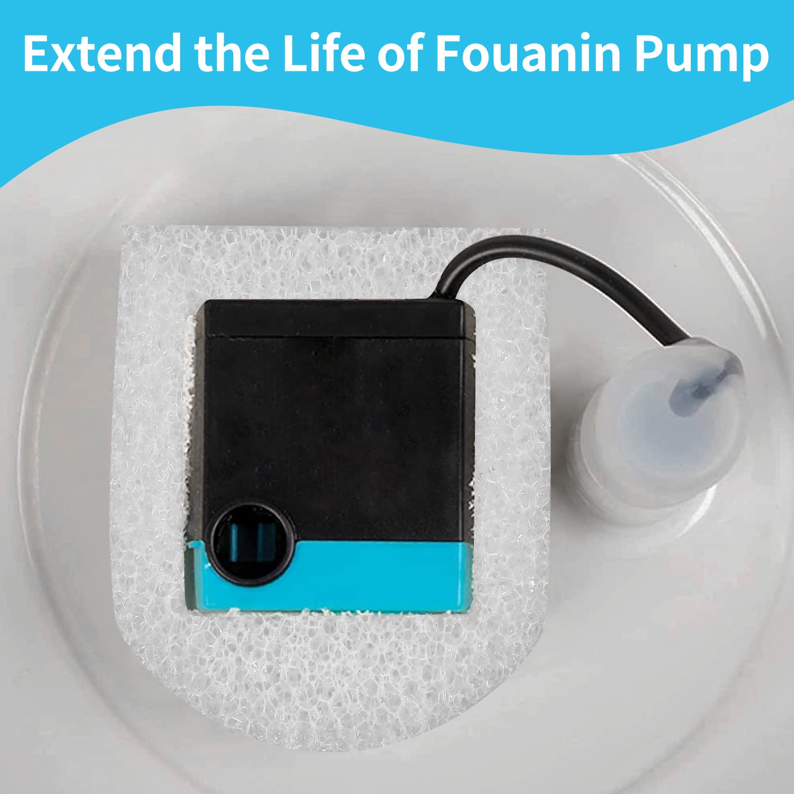 Filtros de fuente de agua para gatos, paquete de 18 prefiltros de esponja de espuma de repuesto para múltiples fuentes de cerámica y acero inoxidable para mascotas