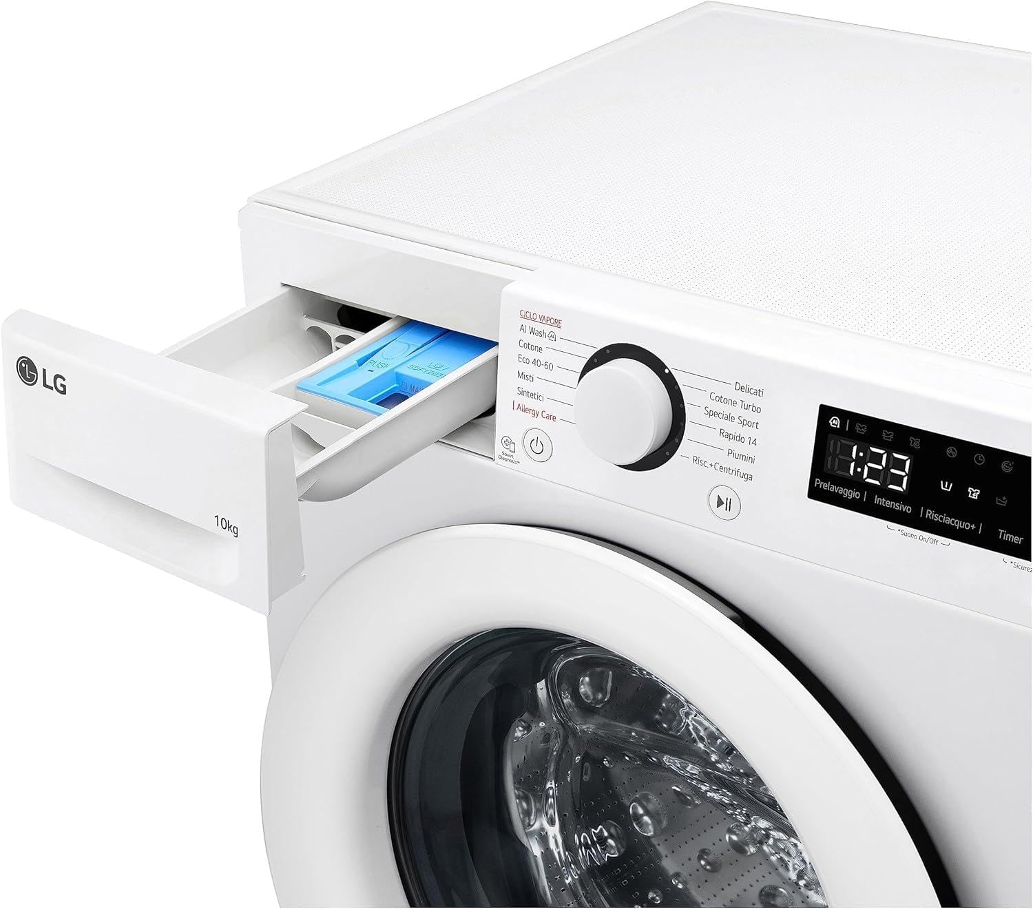 LG AI DD F4R3010NSWW Lavatrice Classe A -10%, Carica Frontale Serie R3, Lavatrice 10kg, 1400 giri, AIWash, Lavaggio a vapore, Motore Direct Drive, Smart Diagnosis, Libera installazione, Bianca