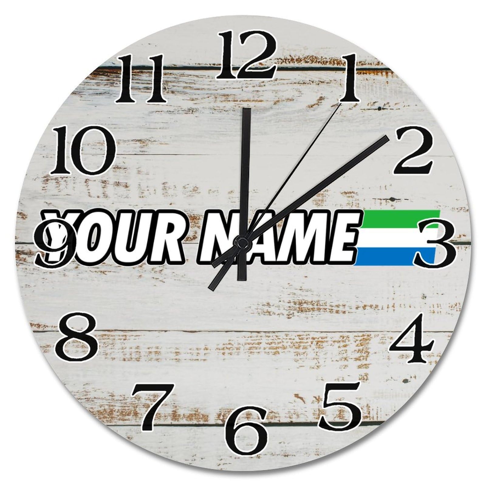 Horloge murale en bois Sierra Leone de 38 cm silencieuse et vintage pour salon