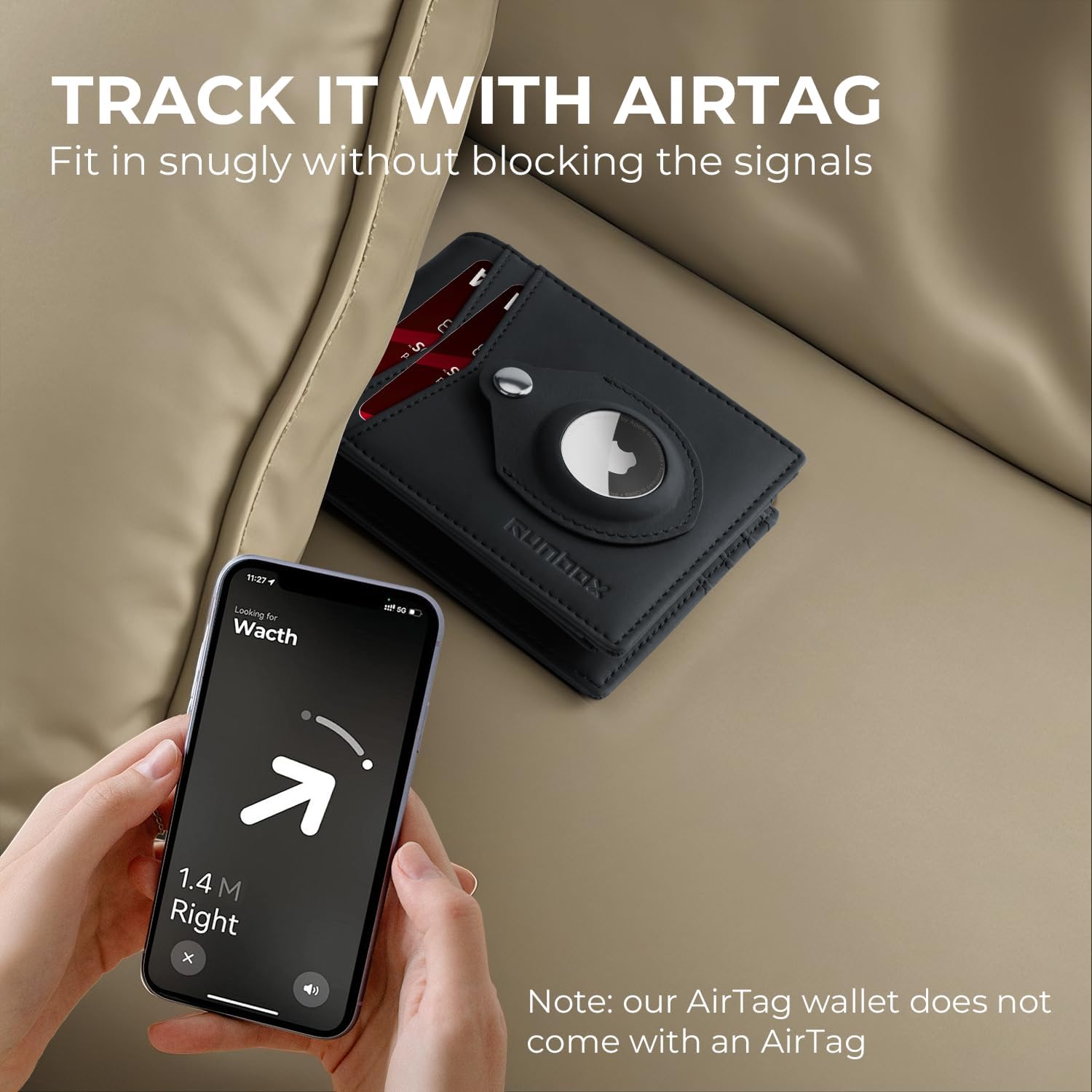 RUNBOX Airtag Wallet for Men Slim RFID Leather 2 ID Window Gifts for Men - Image 2