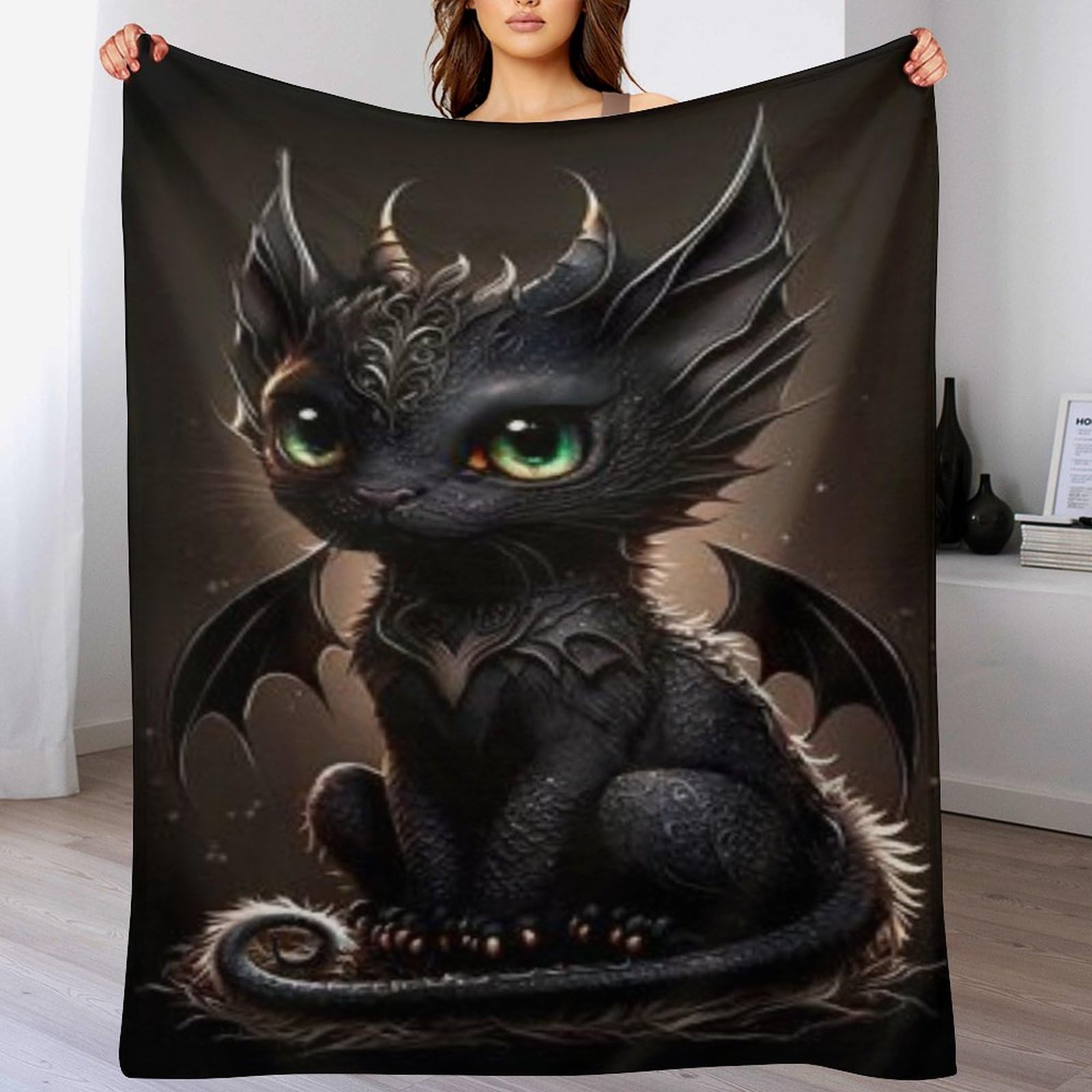 Couverture super douce et moelleuse motif ptérosaure grand format lit