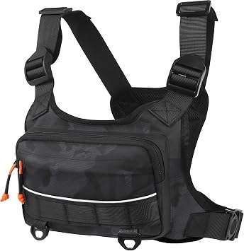 chest bag for men and Women,chest pack Lots of storage, Water Resistant Running Chest PackBlack camouflage
