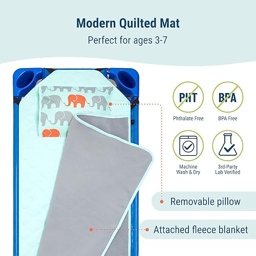 Miniatura 8 de Wildkin El moderno tapete para siesta viene con almohada extraíble de respaldo (elefantes)