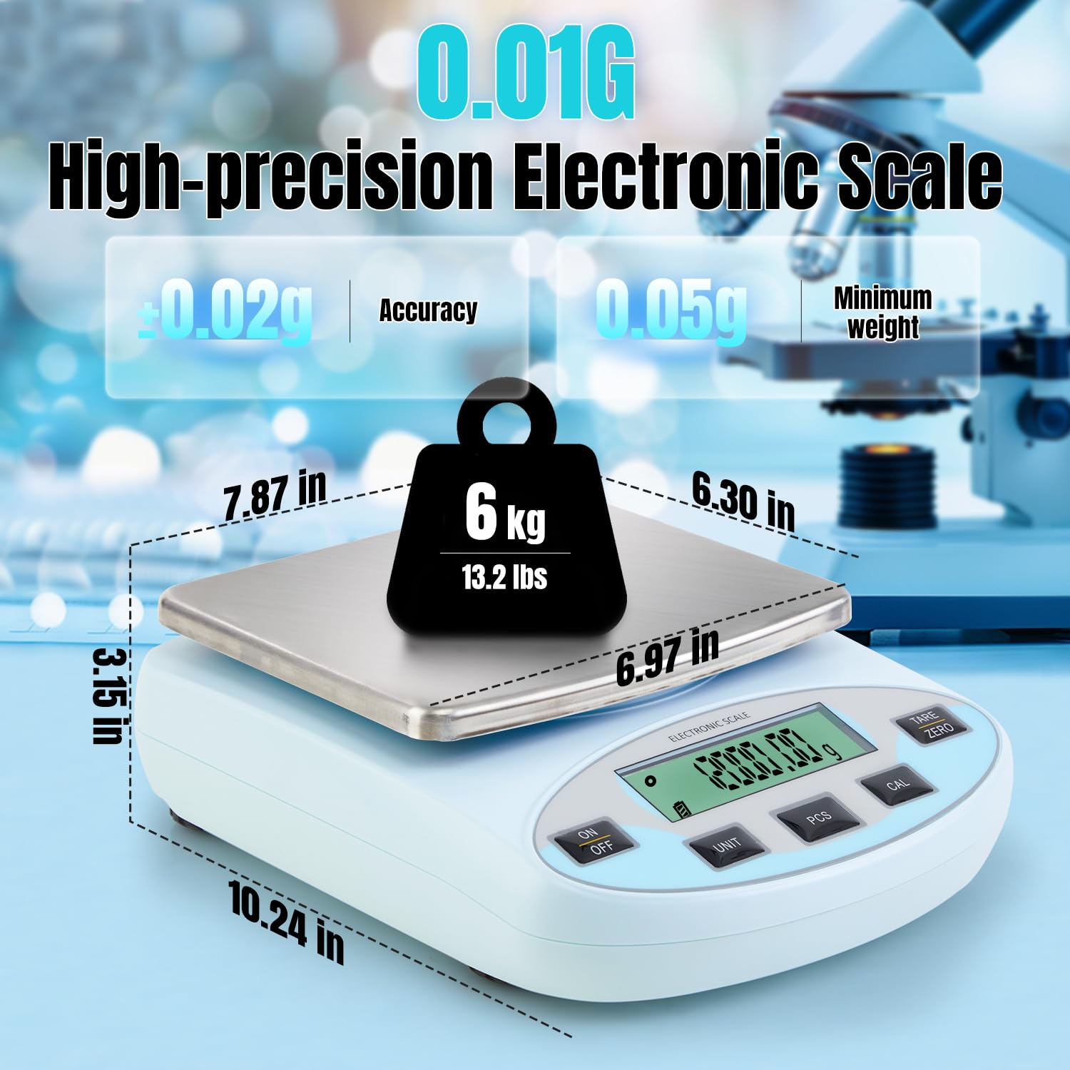 Lab Scale 6000g x 0.01g Digital Scale 0.01g Gram Accuracy, High Precision Electronic Analytical Balance, 13 Unit Conversion Scale for Kitchen Laboratory Jewelry Scientific Weighing (500g*2)
