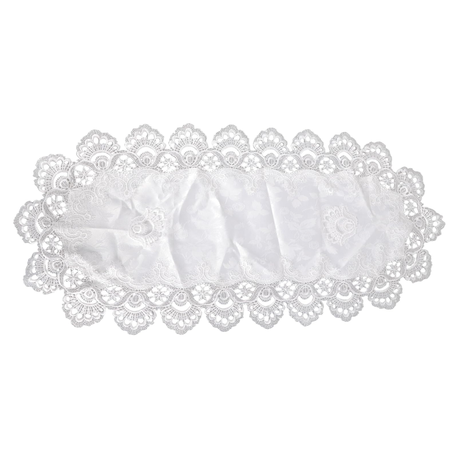 NVOQILIN Stylish Coffee Table Cover Polyester Fabric Decorative Tablecloth Embroidery Flower Lace Doily for Dining Use Stylish Table Runner