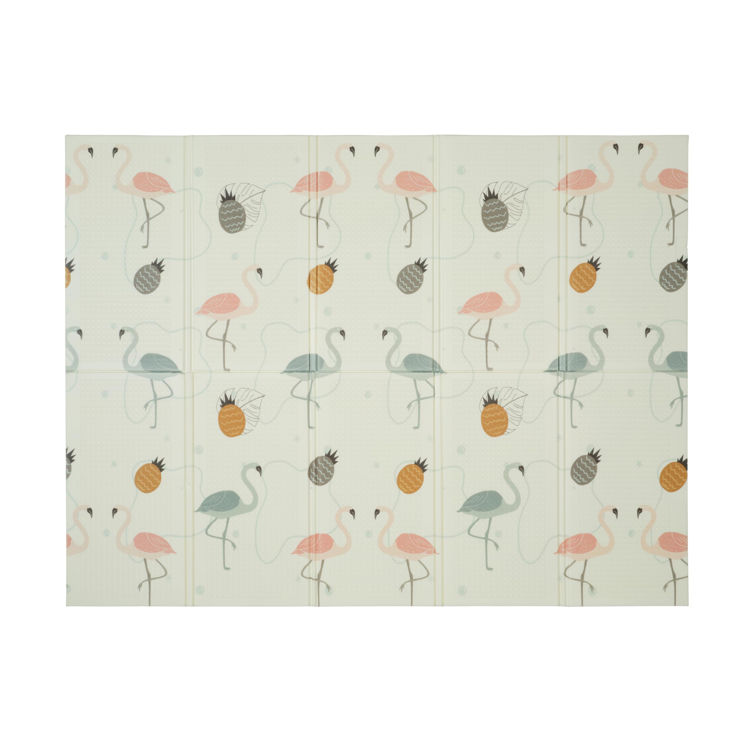 CHILDLIKE BEHAVIOR Baby Play Mat - 78x52-Inch Reversible Tummy Time Mat for Infants and Toddlers - Foldable Foam Baby Floor Play Mat - Portable and Easy to Clean Padded Crawling Mat - Flamingo