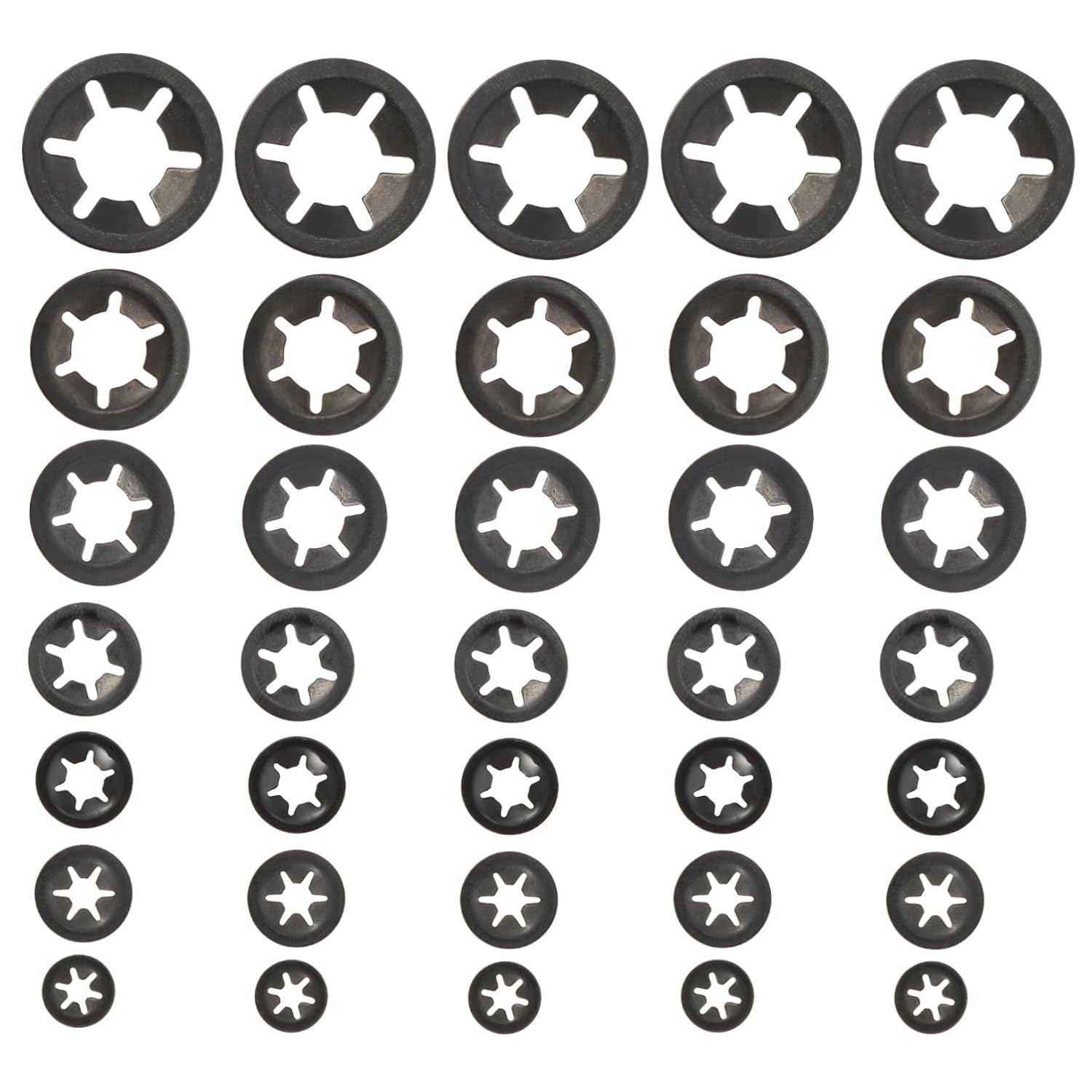 Generic 210pcs Carbon Steel Internal Tooth Plum Bearing Locking Rings Corrosion Resistant Washers Kit for Industrial Machinery Shock Absorption and Rotation